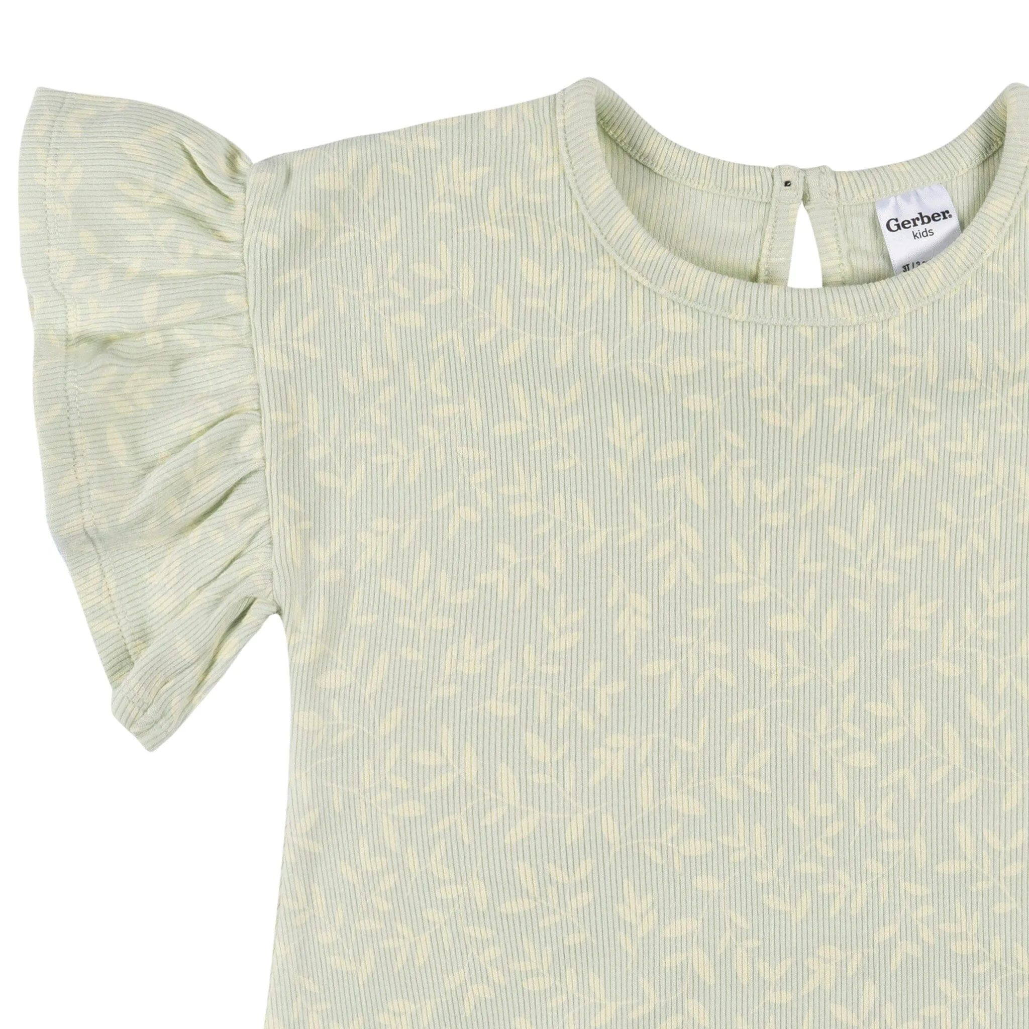 2-Piece Infant & Toddler Girls Green Leaves Shirt and Shorts Set