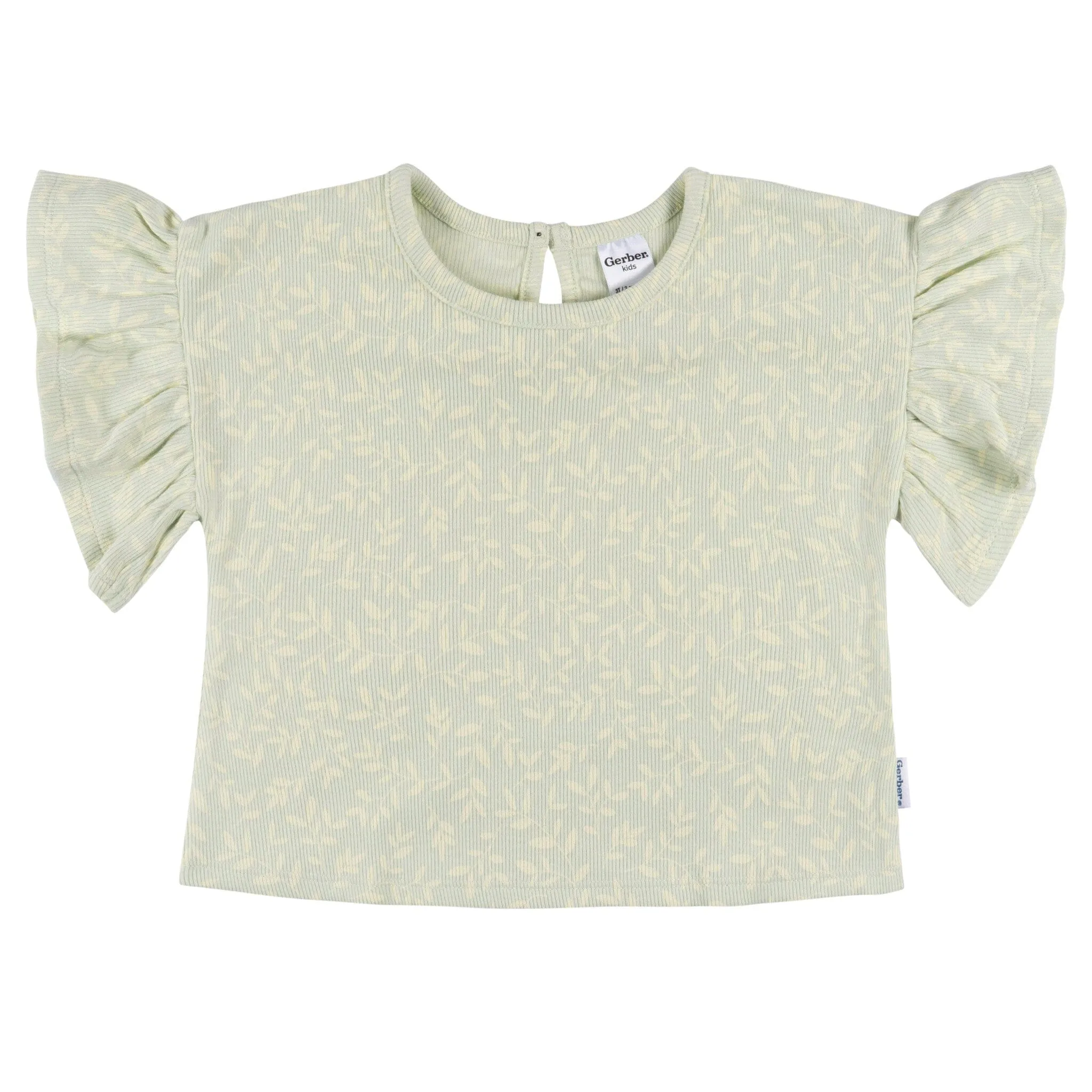 2-Piece Infant & Toddler Girls Green Leaves Shirt and Shorts Set