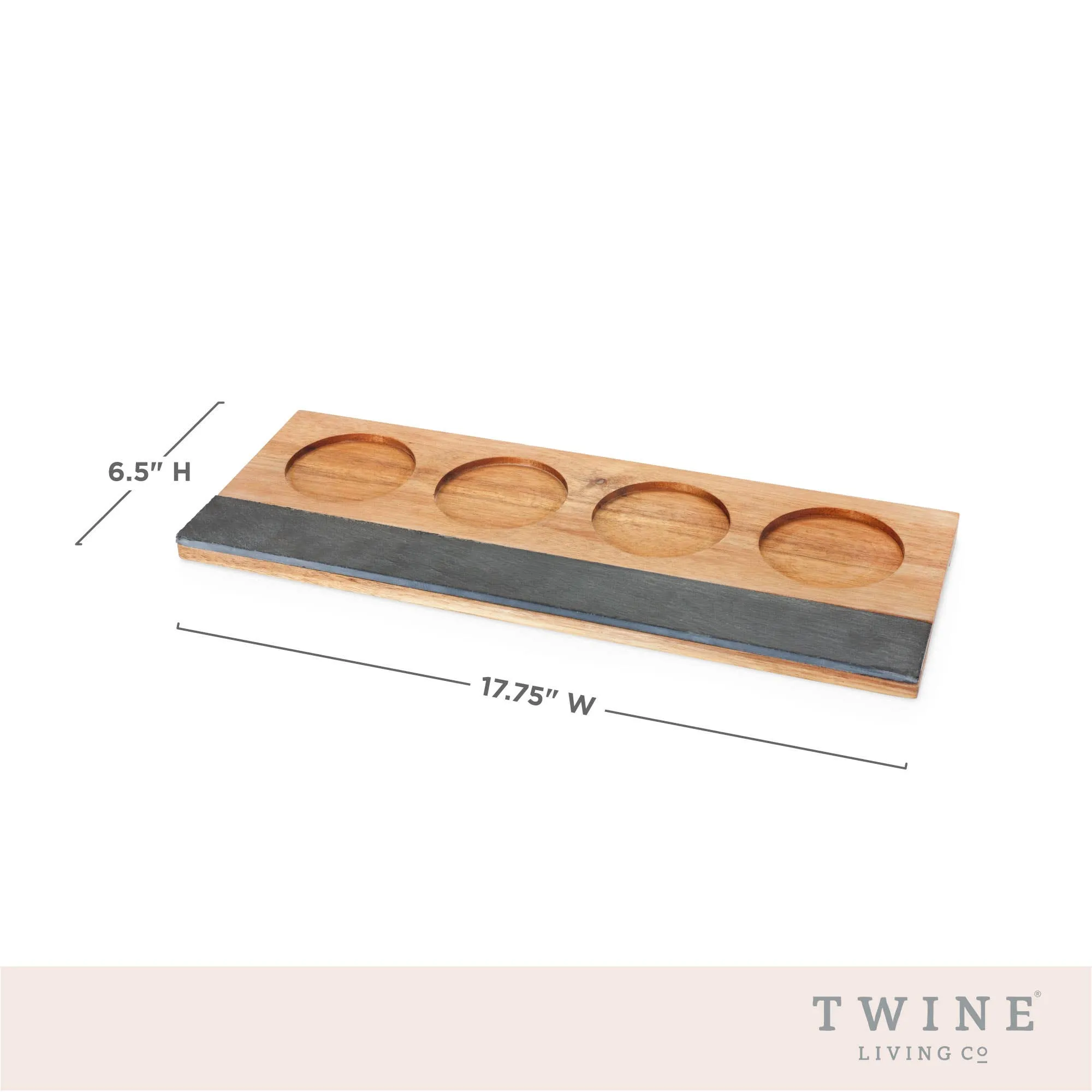 Acacia & Slate 4-Glass Wine Flight Board - Includes Chalk