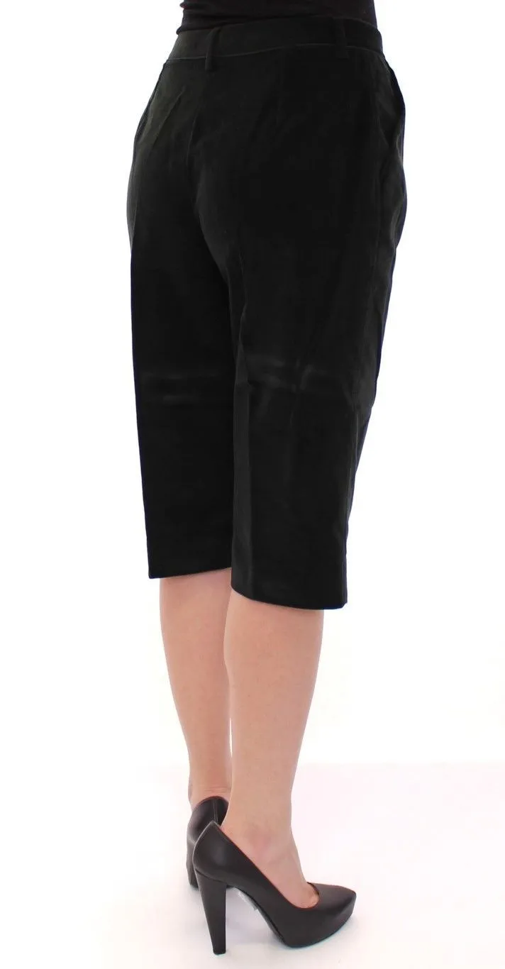 Black Cotton Solid Pattern Shorts Pants