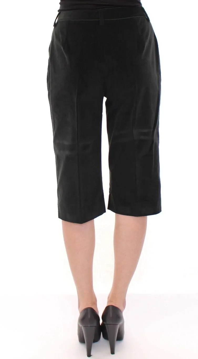 Black Cotton Solid Pattern Shorts Pants