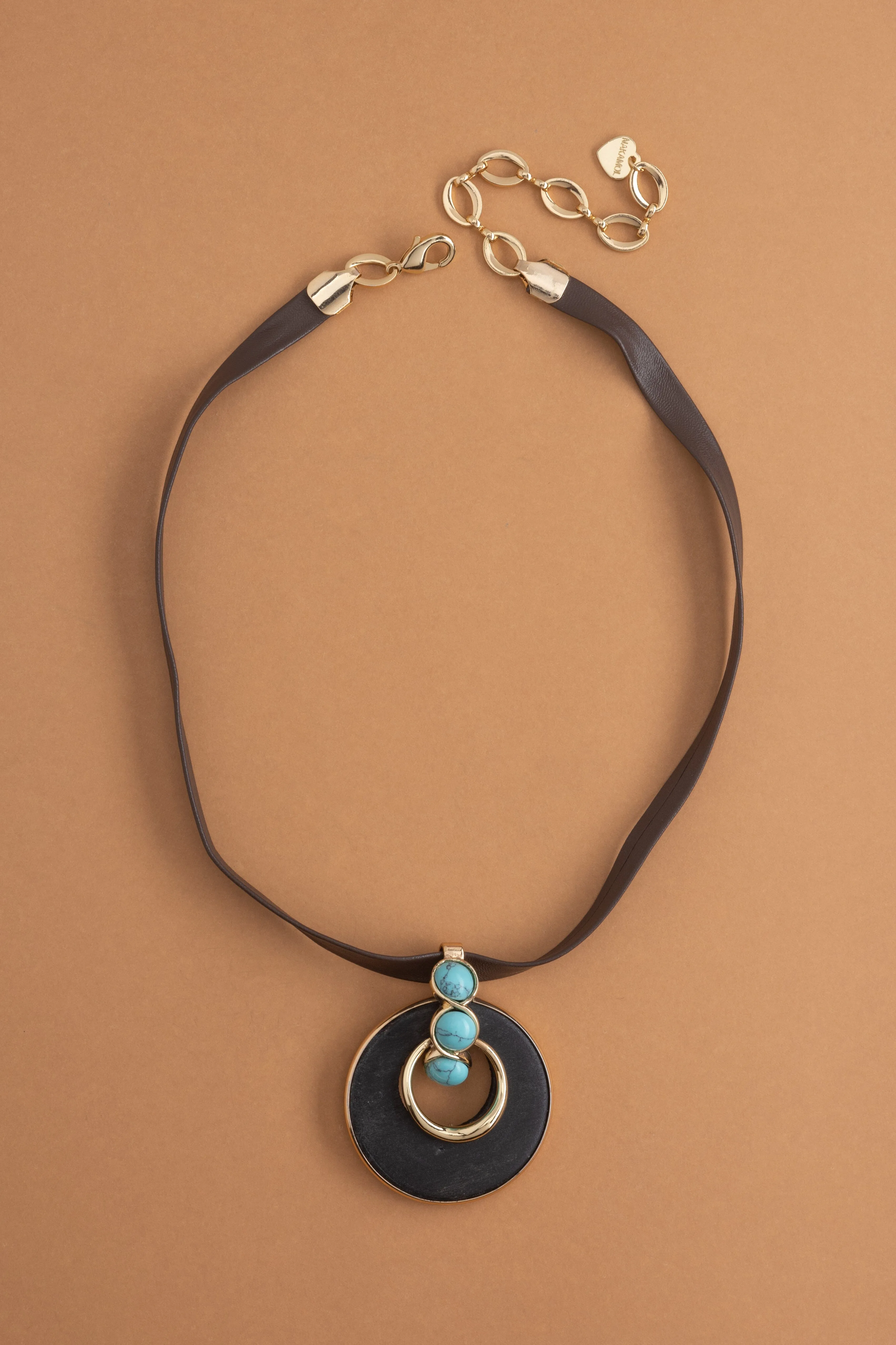 Black Turquoise Disc Necklace
