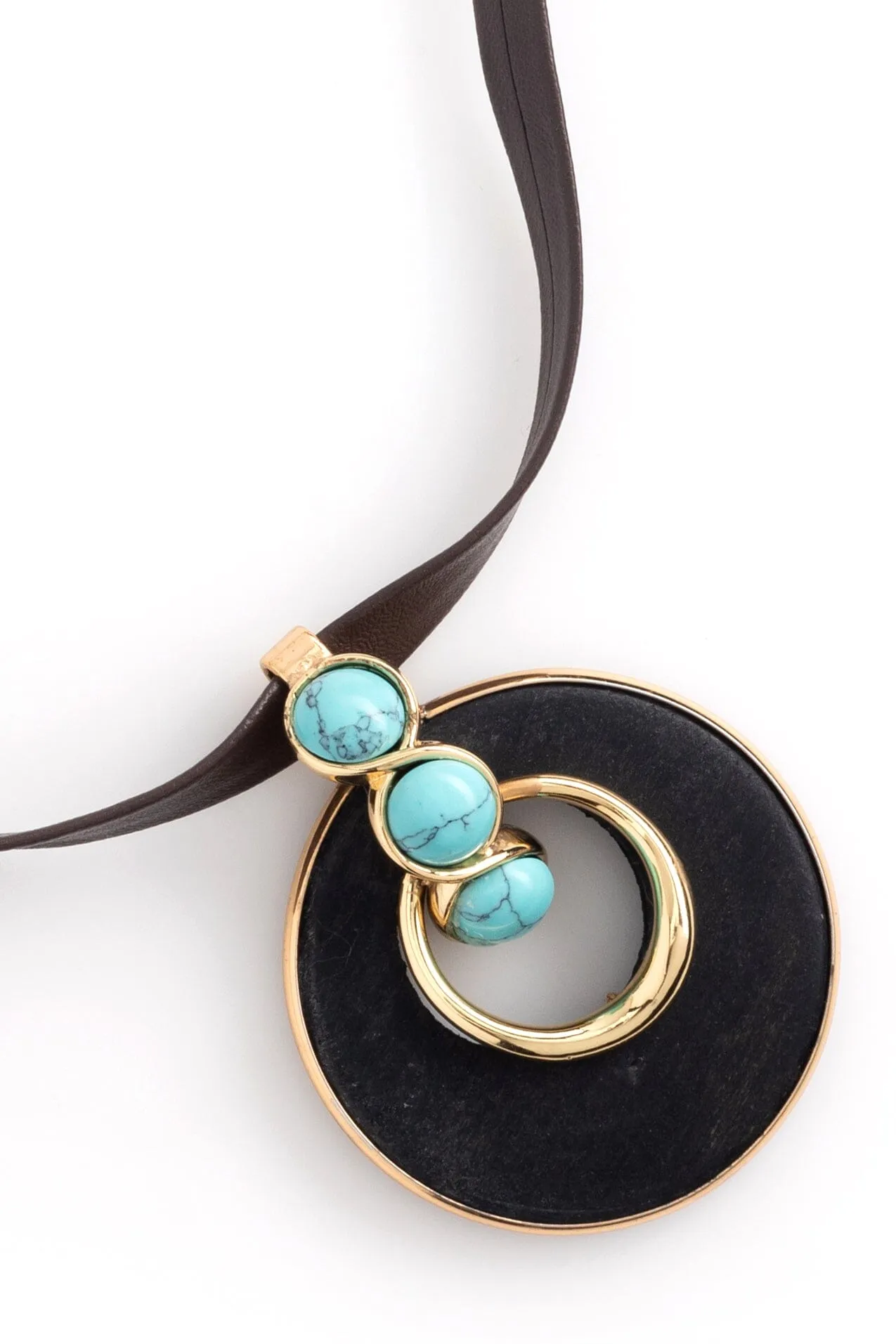 Black Turquoise Disc Necklace