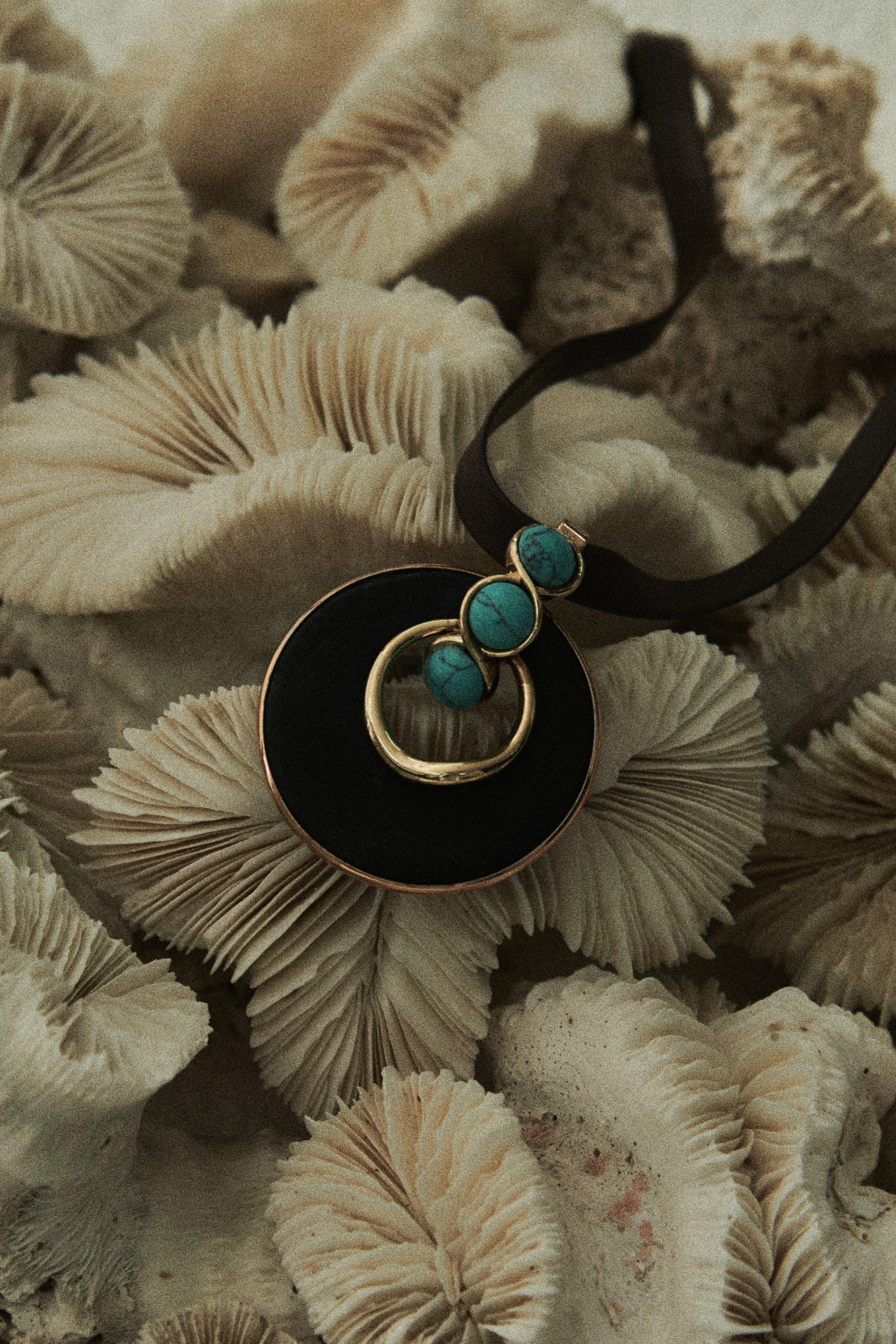 Black Turquoise Disc Necklace