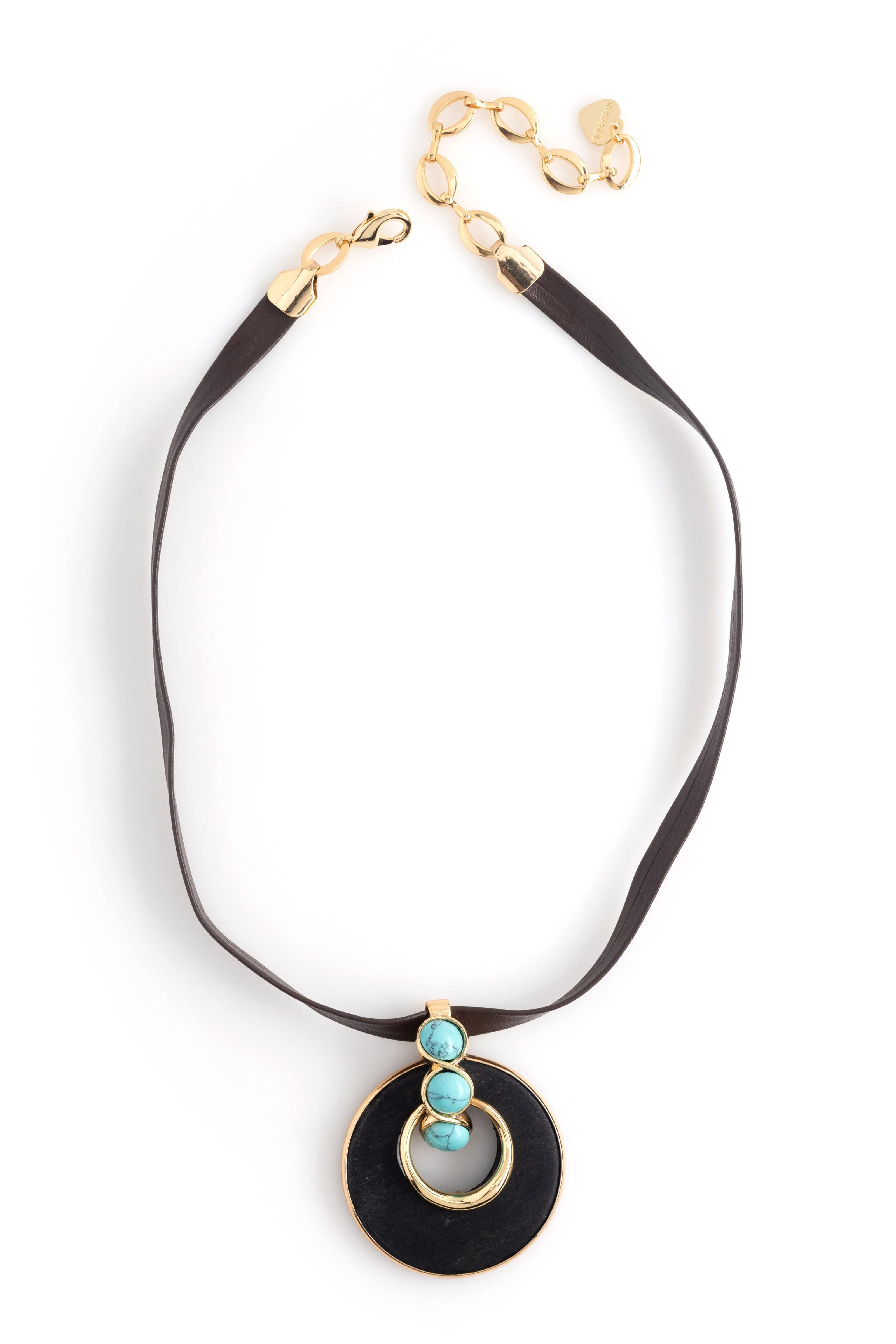 Black Turquoise Disc Necklace