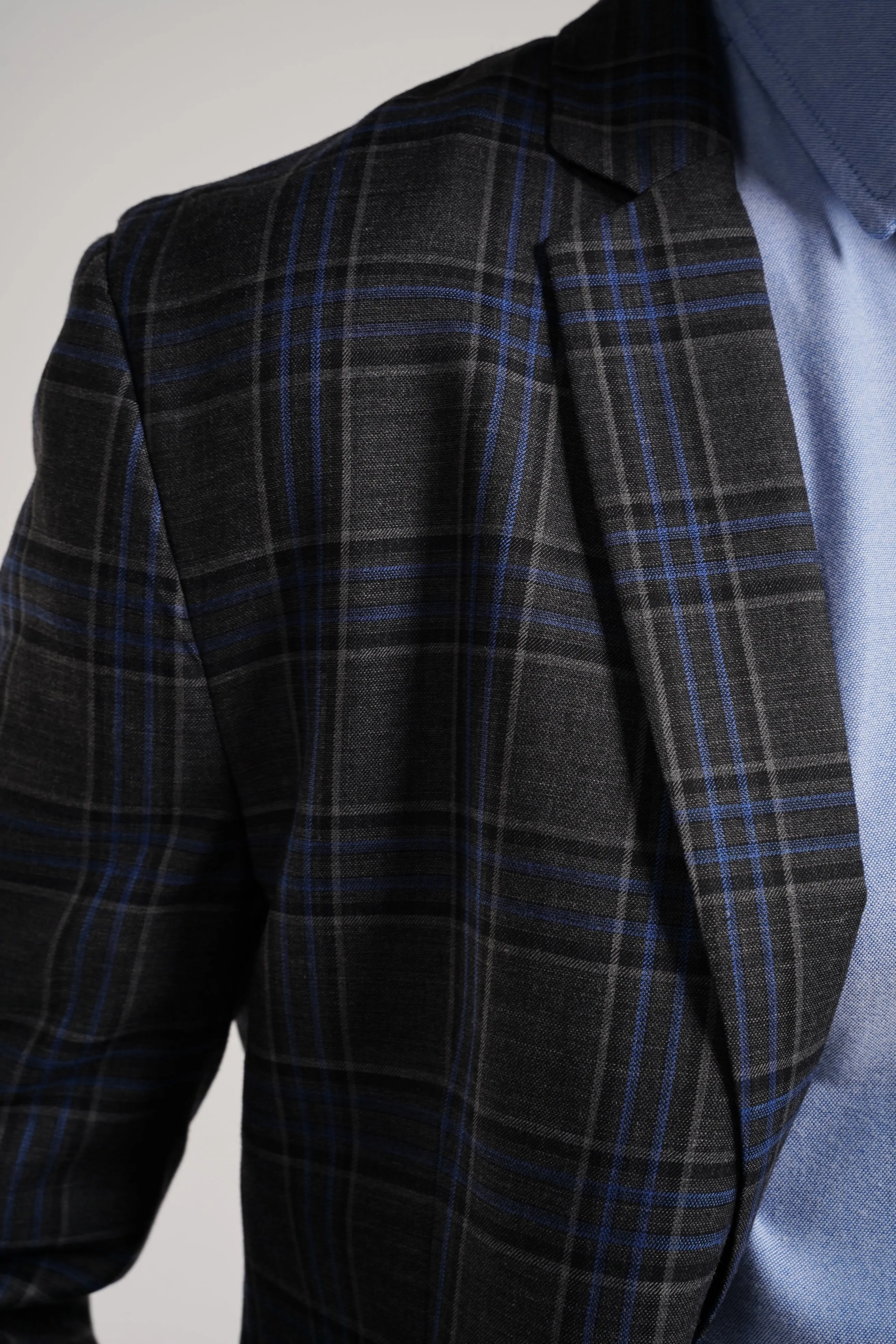 Blazer en lana de cuadros