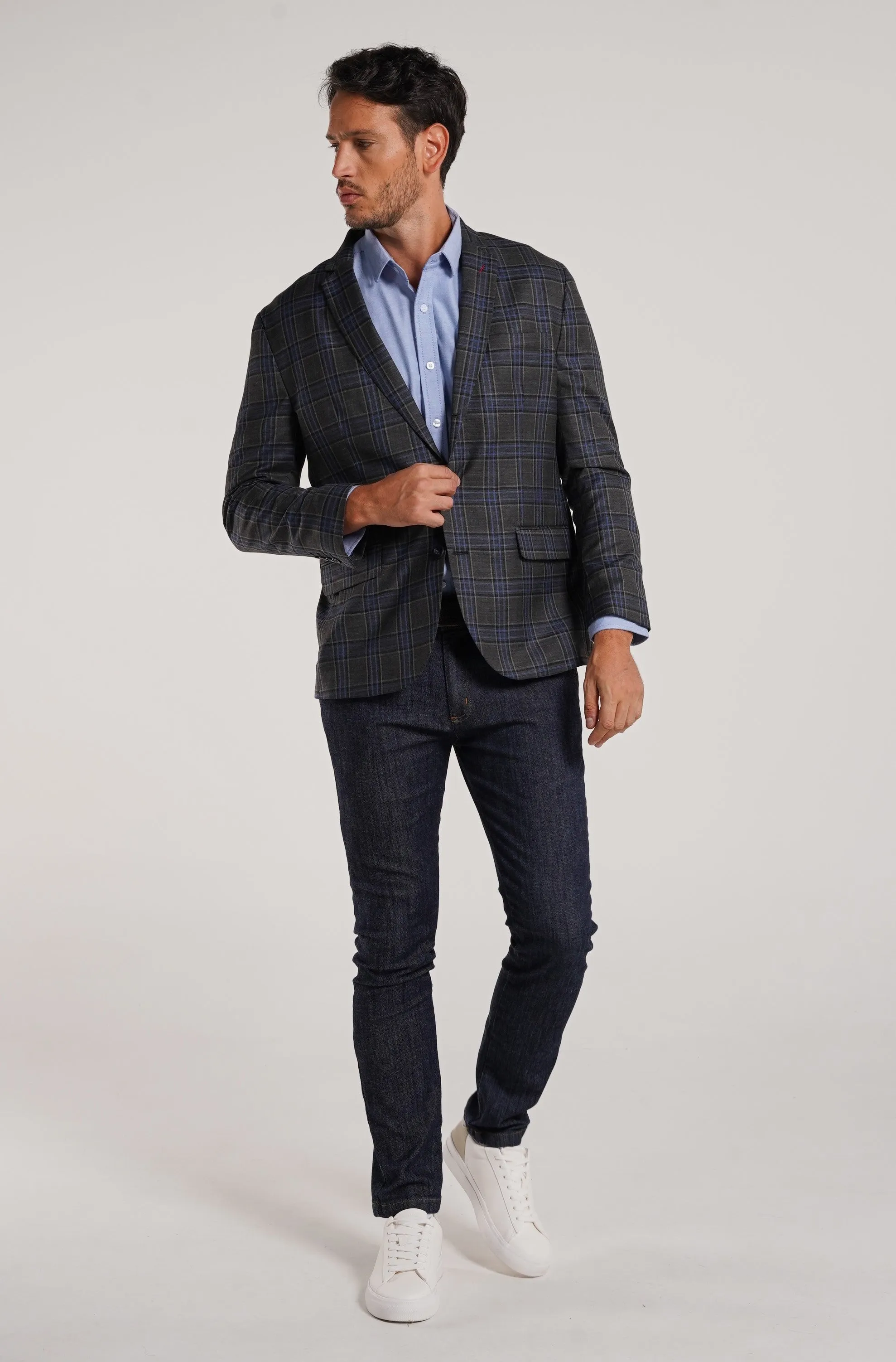 Blazer en lana de cuadros