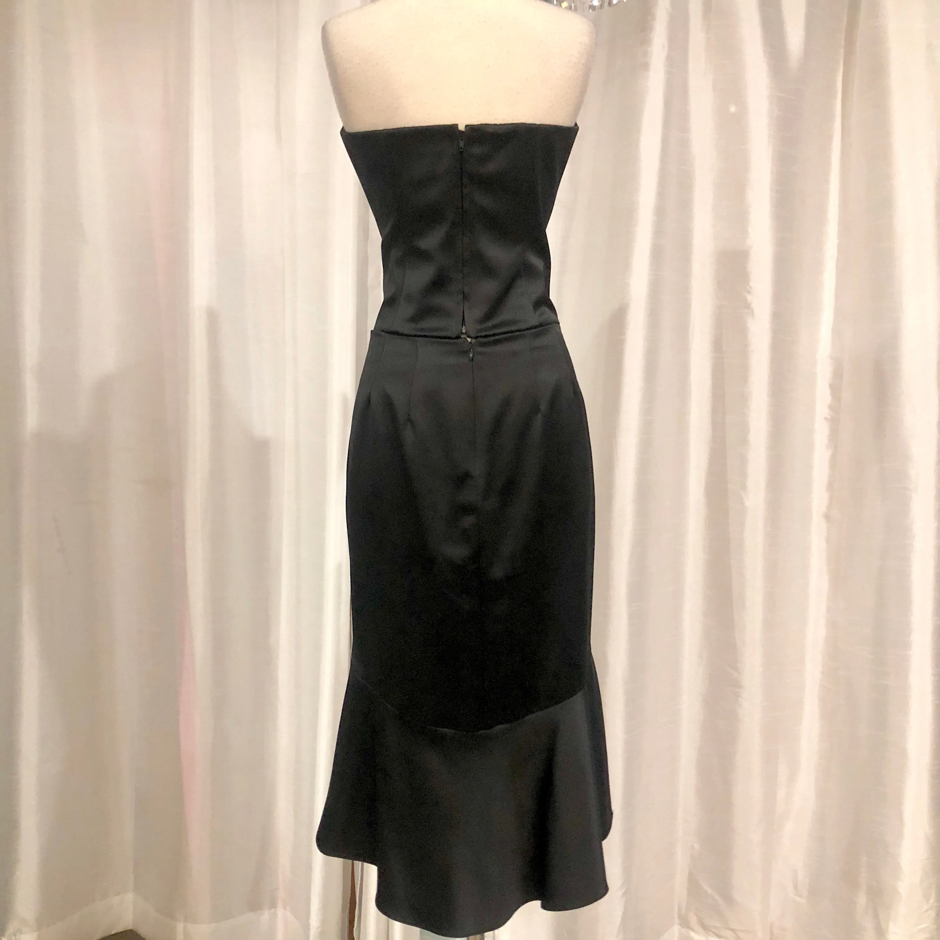 BOUTIQUE Short Black Satin Two Piece Size 10