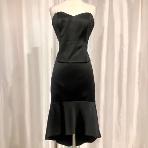 BOUTIQUE Short Black Satin Two Piece Size 10