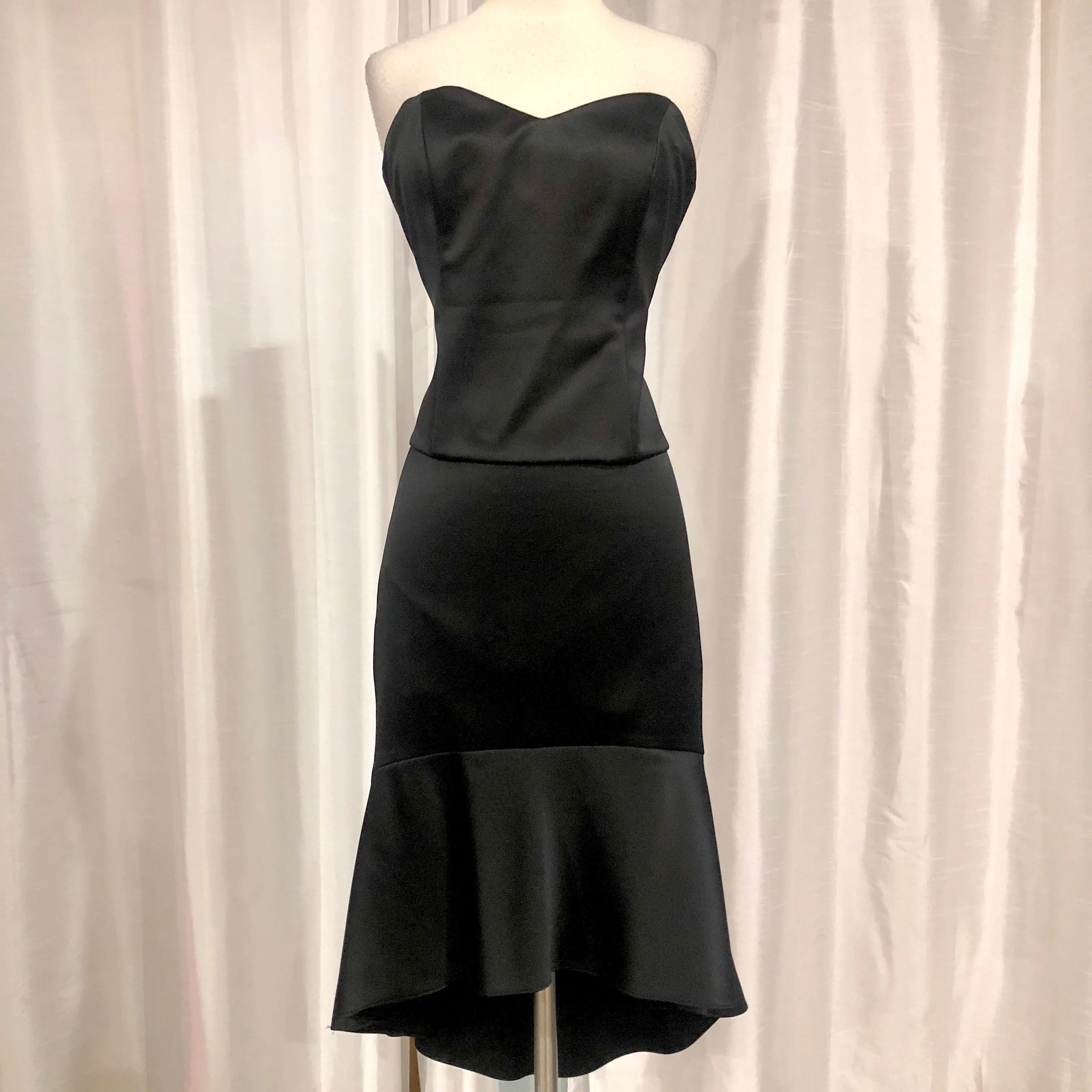 BOUTIQUE Short Black Satin Two Piece Size 10