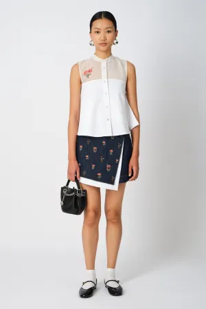 Briony cross-stitch denim mini skort