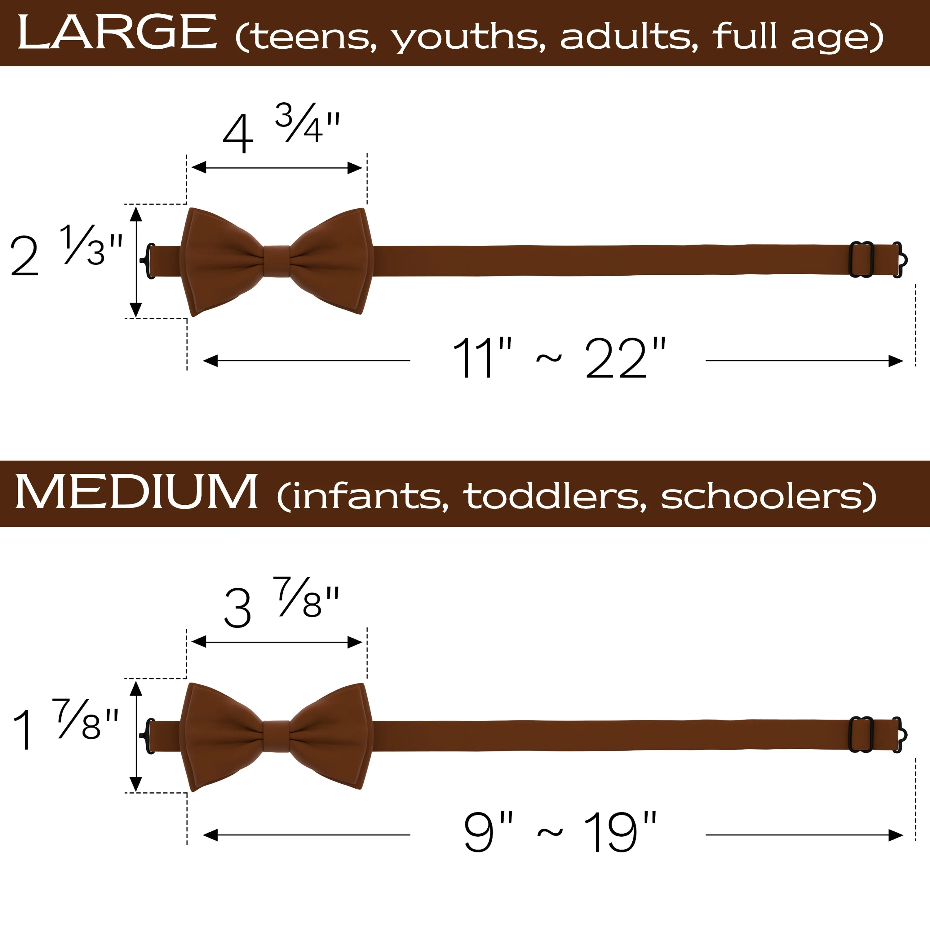 Brown Bow Tie with Handkerchief Set for Men and Kids by Adam Young
