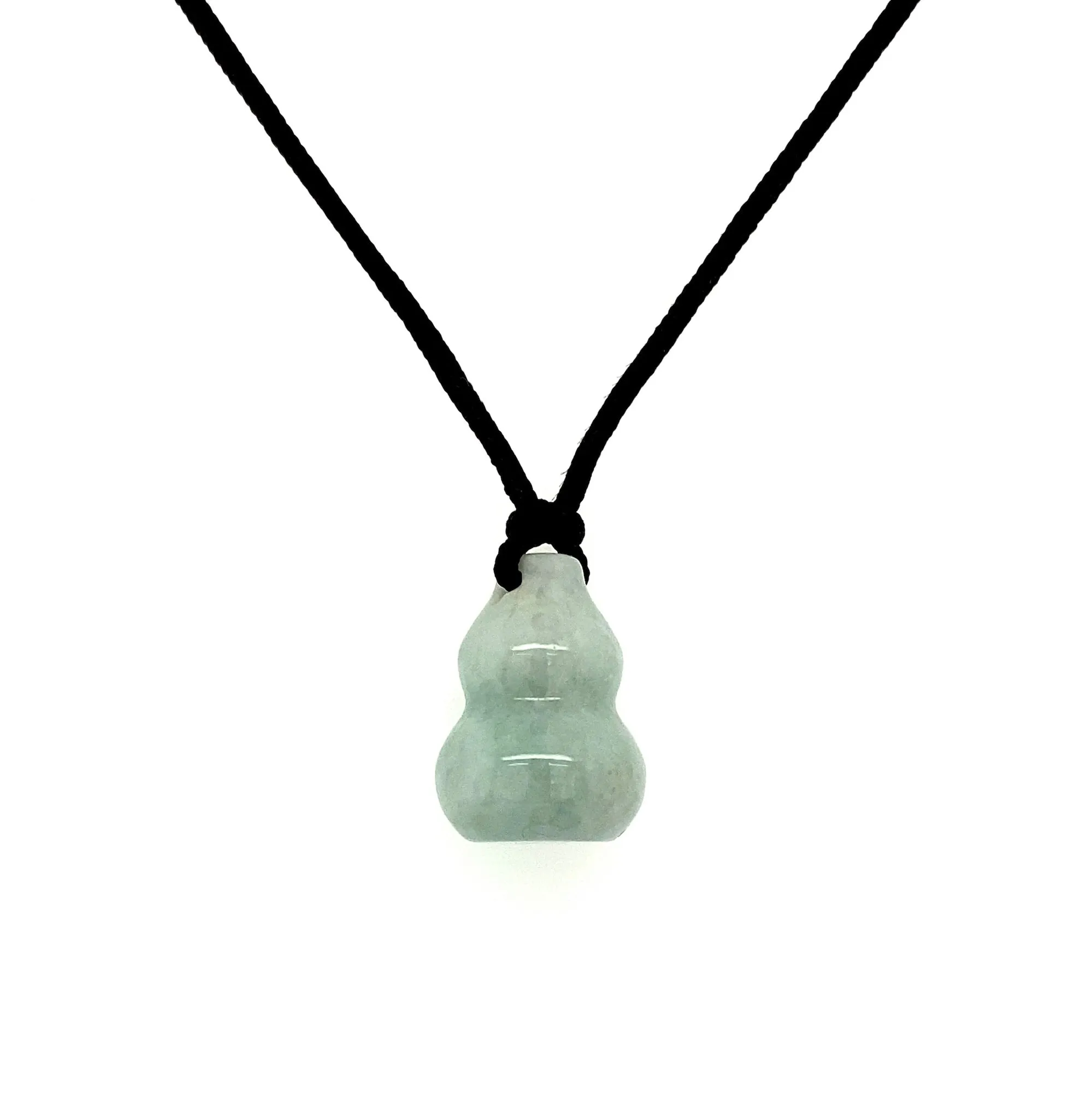 Burmese Jadeite Gourd & Baqua Men's Silk Necklace