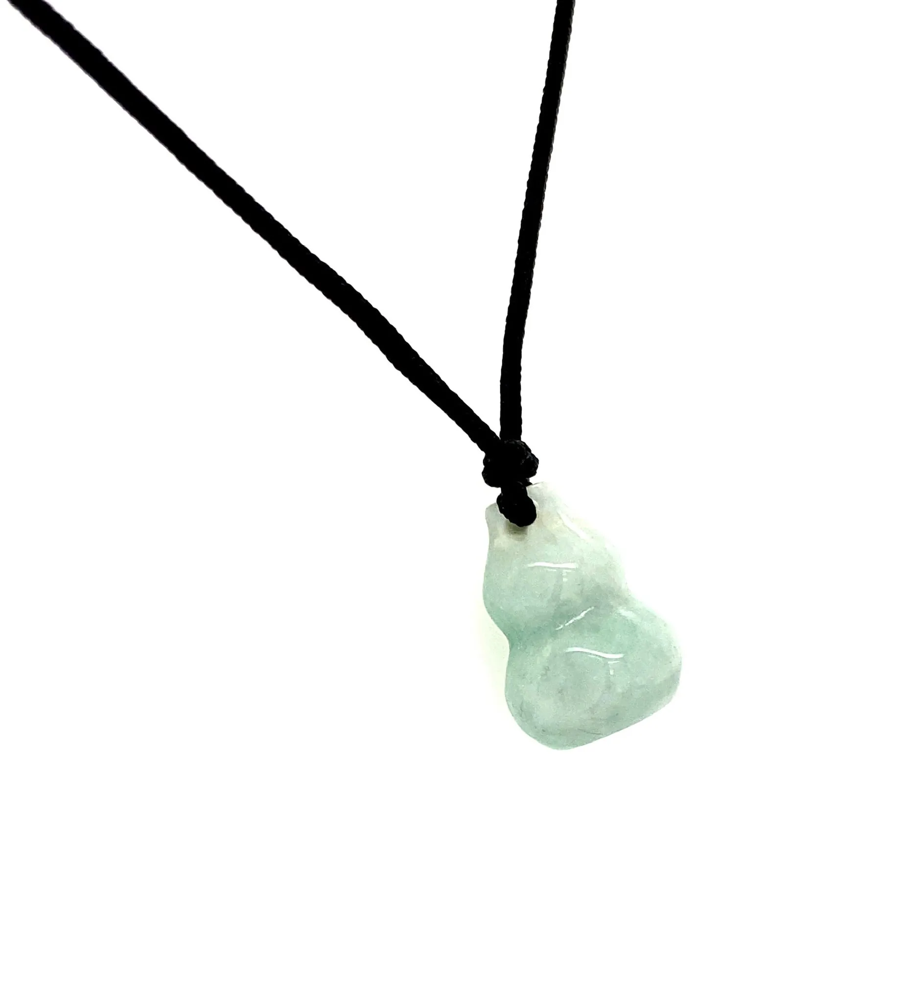 Burmese Jadeite Gourd & Baqua Men's Silk Necklace