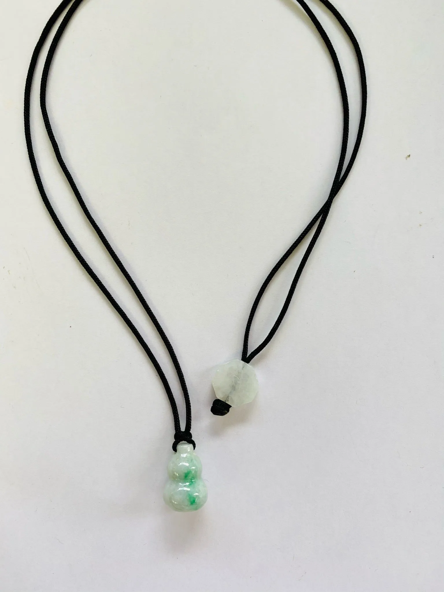 Burmese Jadeite Gourd & Baqua Men's Silk Necklace