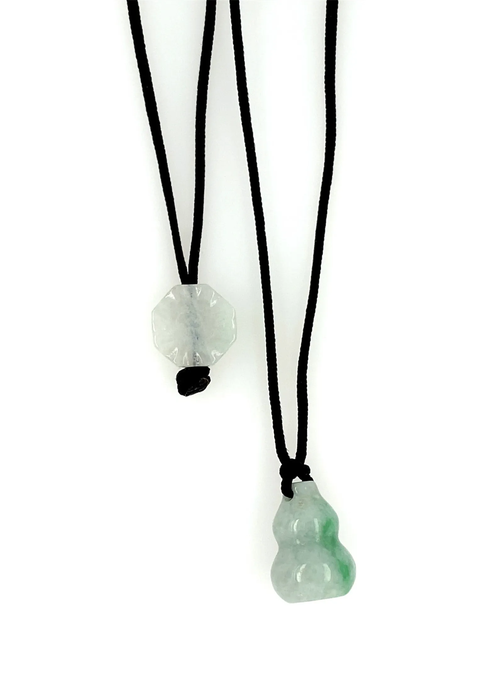Burmese Jadeite Gourd & Baqua Men's Silk Necklace