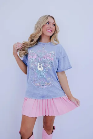 Butterfly Rock N Roll Graphic Tee - Grey