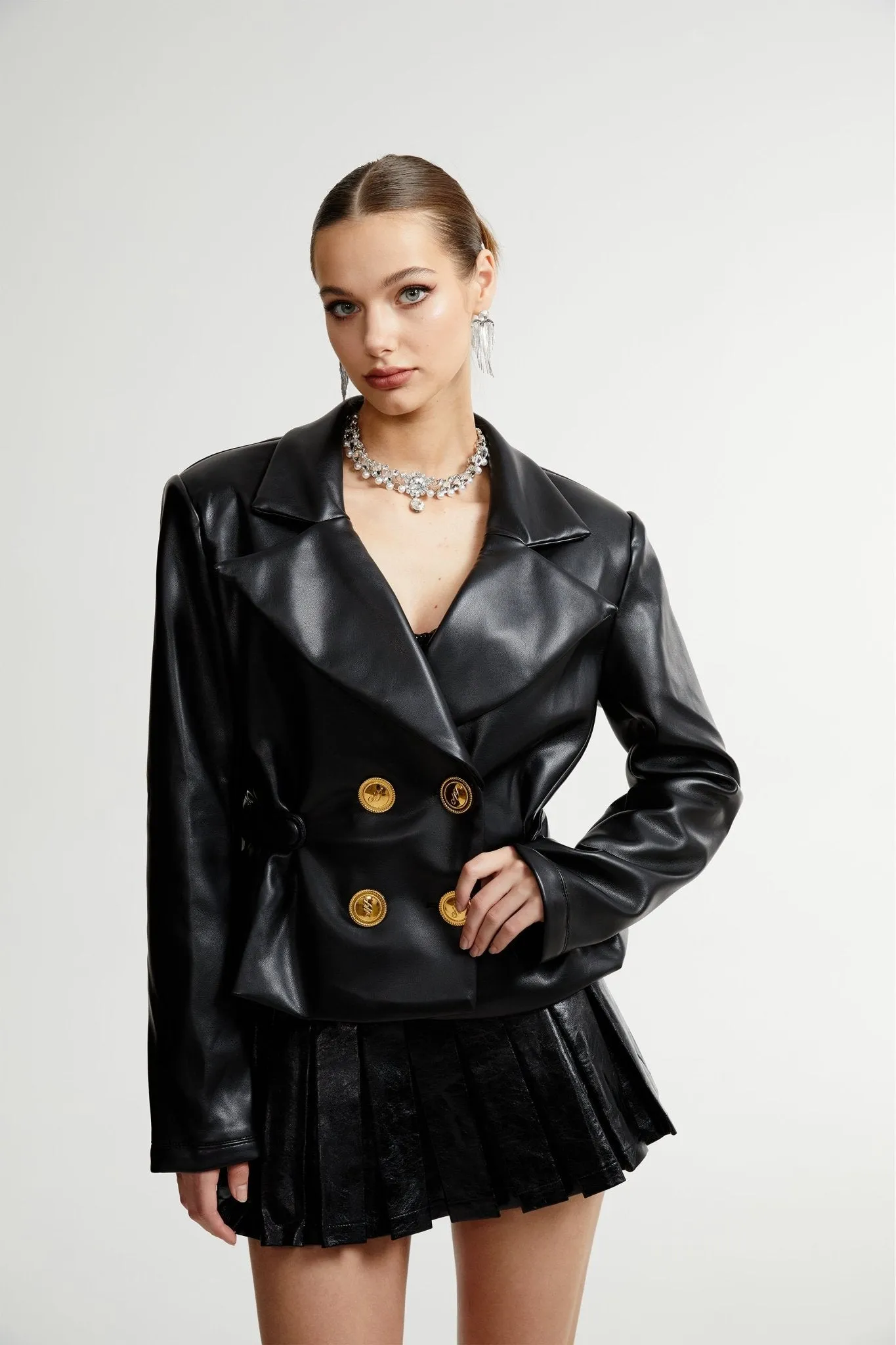 Calista black leather jacket