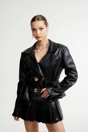 Calista black leather jacket