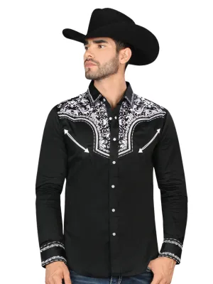 Camisa Vaquera Bordada Manga Larga para Hombre 'Montero' - ID: 3544