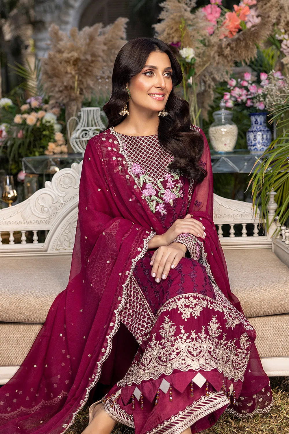 Carmine | Azure Luxe Embroidered 3pcs Collections 2023
