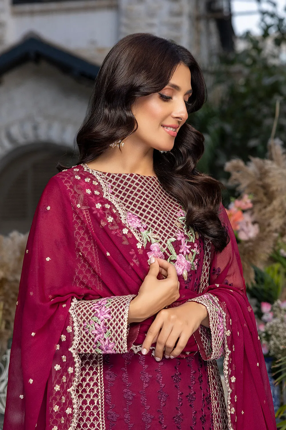 Carmine | Azure Luxe Embroidered 3pcs Collections 2023