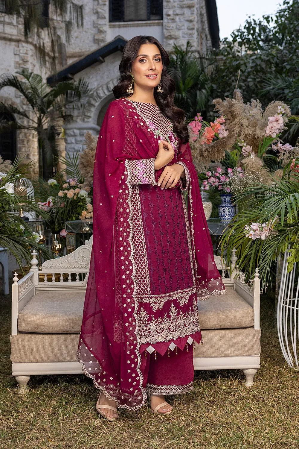 Carmine | Azure Luxe Embroidered 3pcs Collections 2023