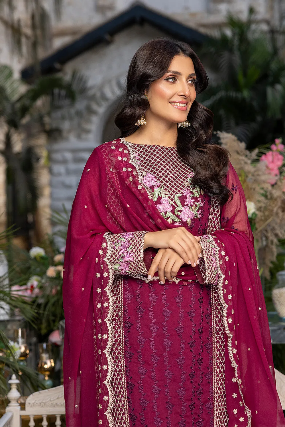 Carmine | Azure Luxe Embroidered 3pcs Collections 2023