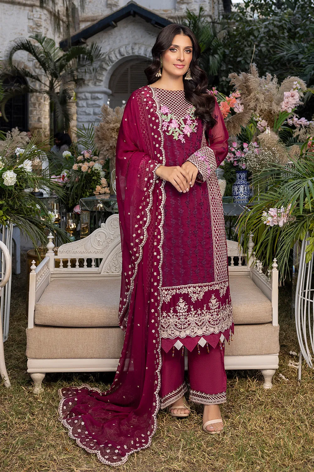 Carmine | Azure Luxe Embroidered 3pcs Collections 2023