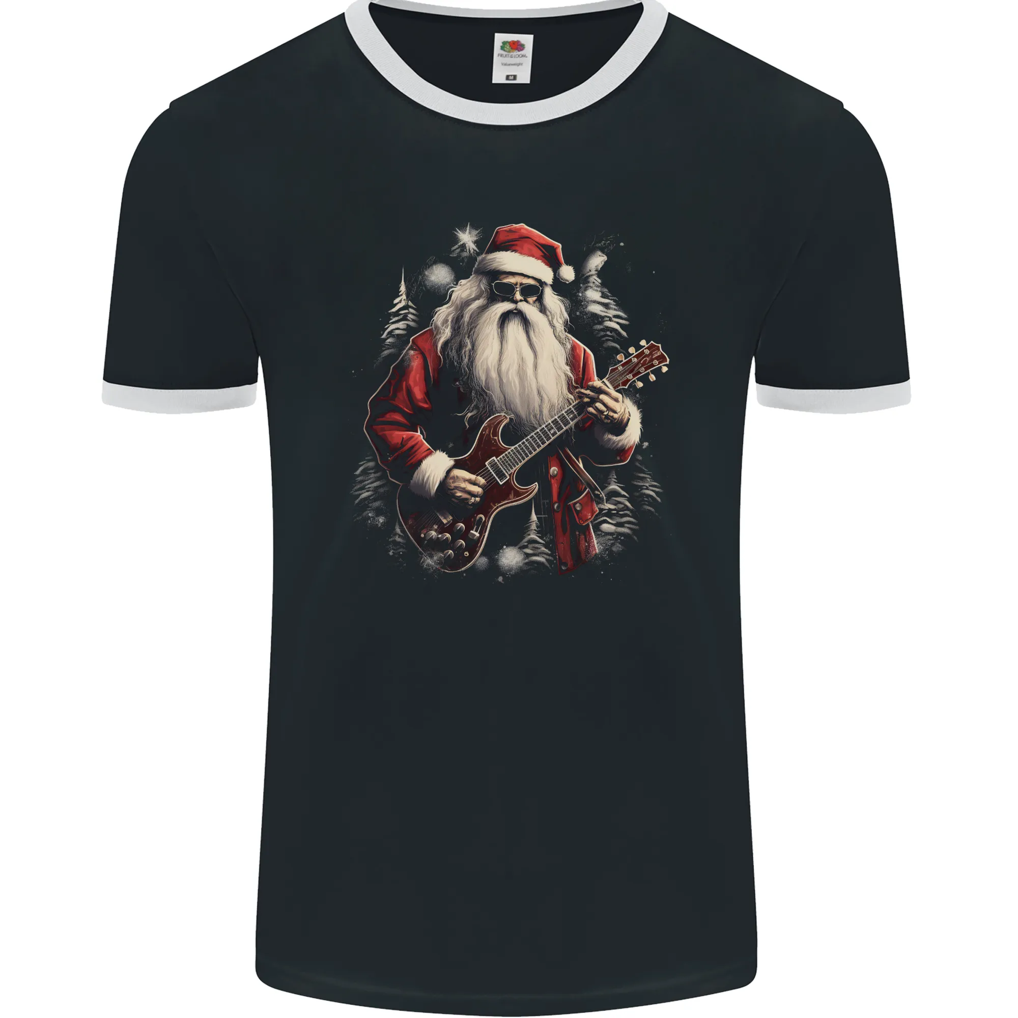 Christmas Electric Guitar Santa Rock n Roll Music Mens Ringer T-Shirt FotL