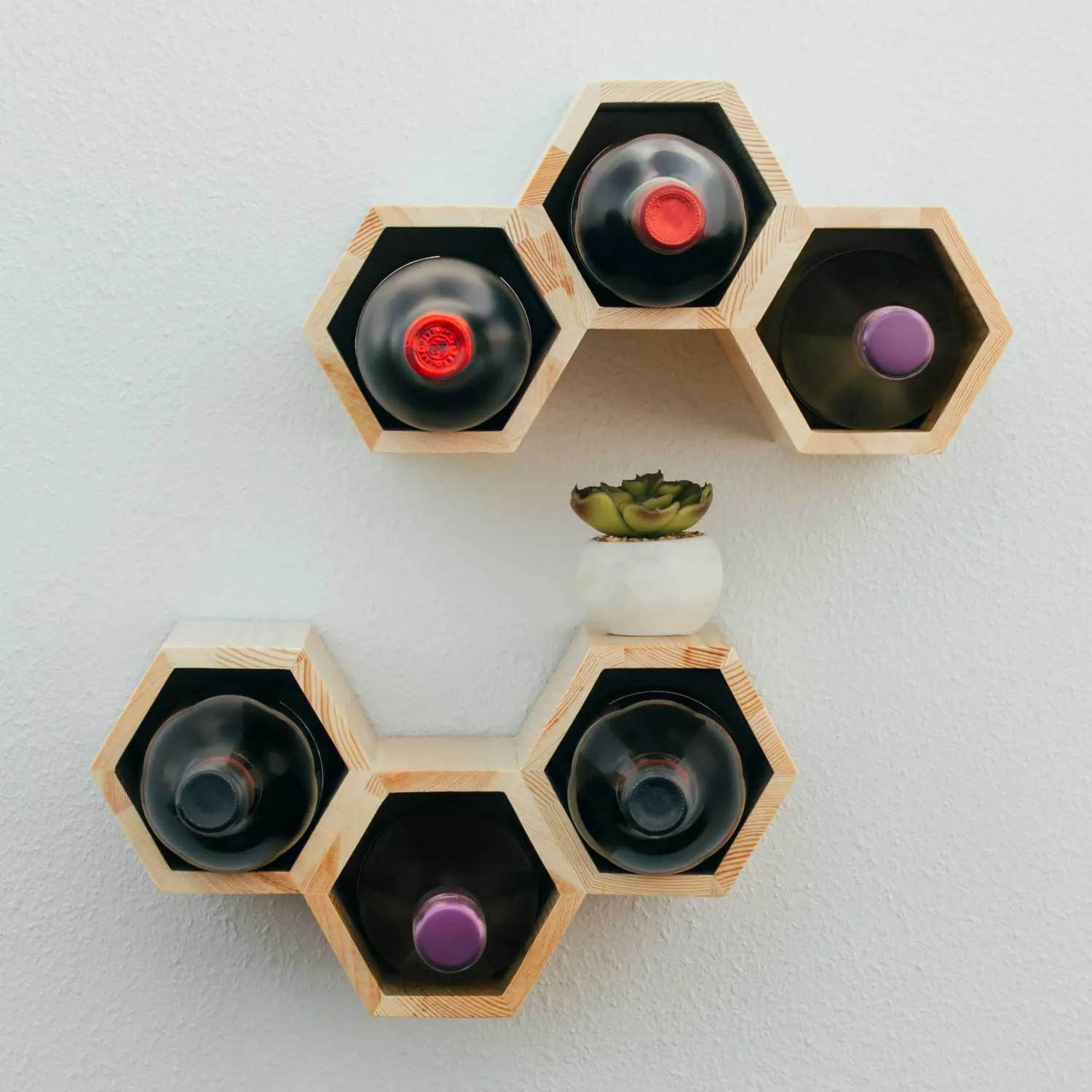 Customizable Honeycomb Wine Rack: Holds 6 Bottles