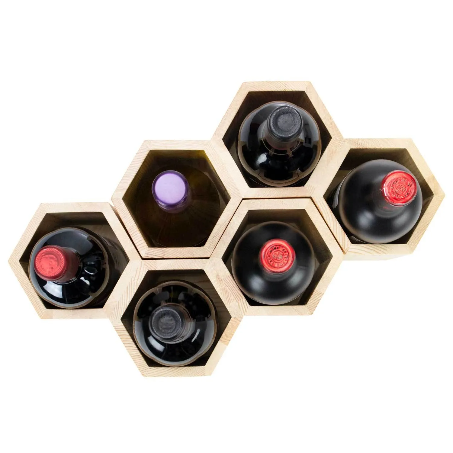 Customizable Honeycomb Wine Rack: Holds 6 Bottles