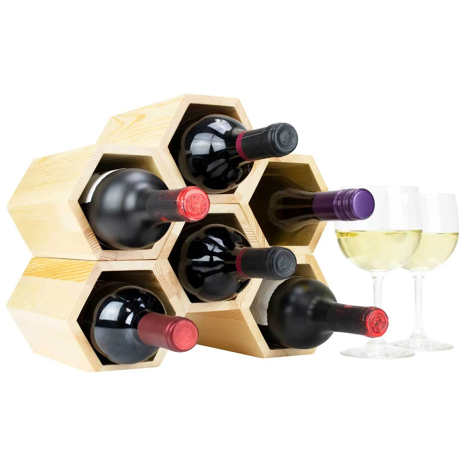 Customizable Honeycomb Wine Rack: Holds 6 Bottles