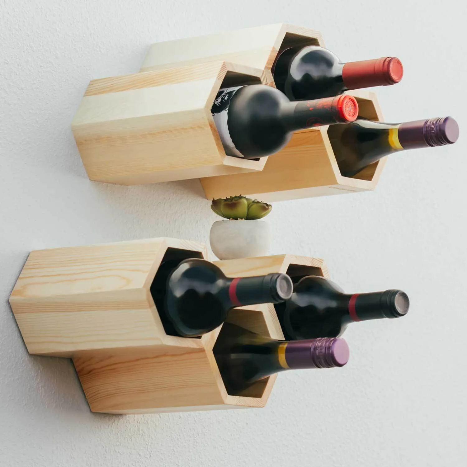 Customizable Honeycomb Wine Rack: Holds 6 Bottles