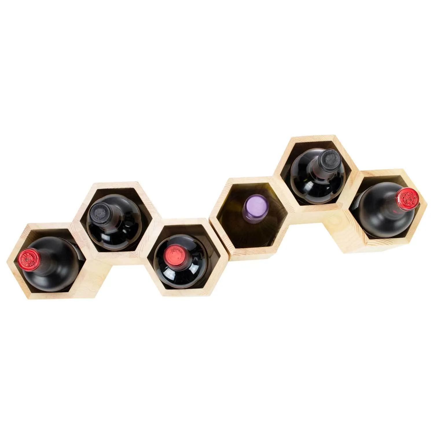 Customizable Honeycomb Wine Rack: Holds 6 Bottles
