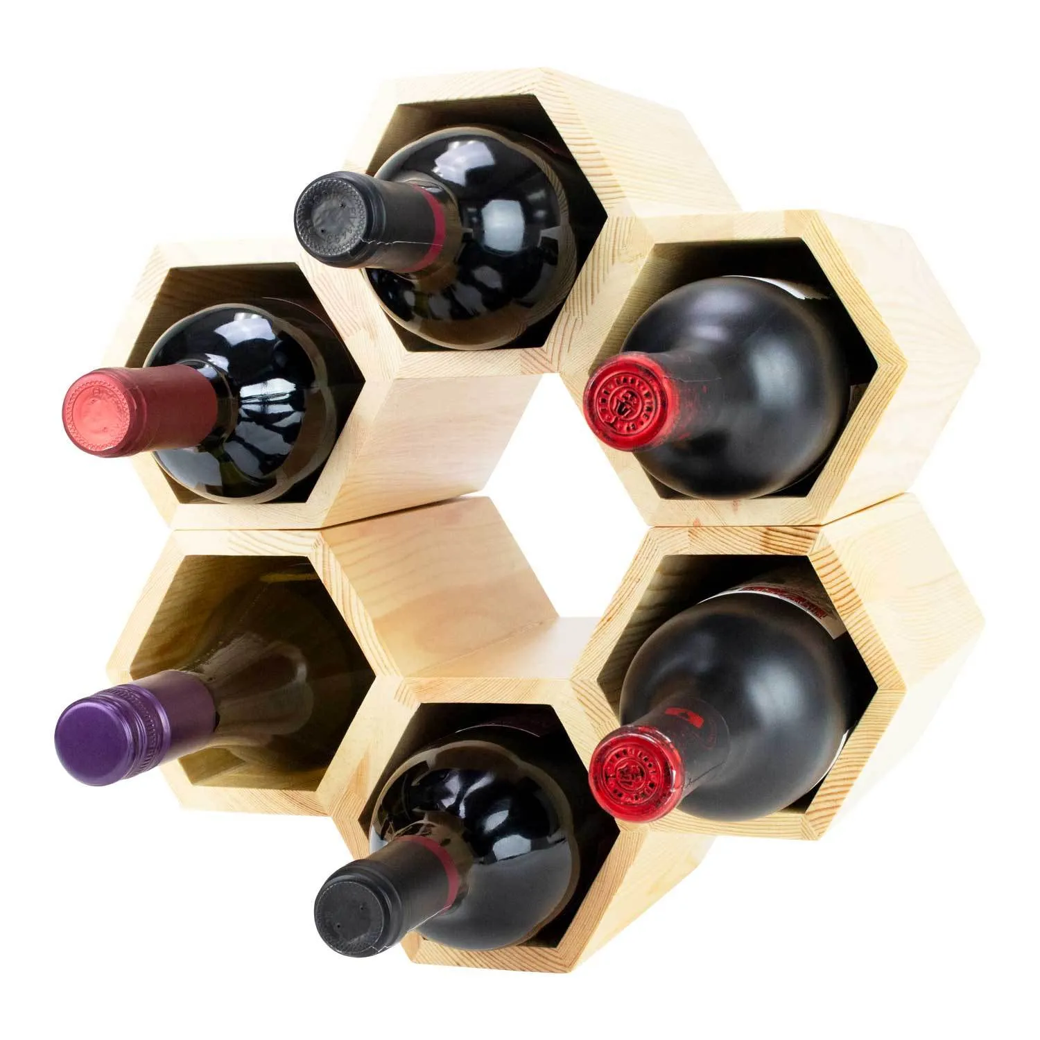 Customizable Honeycomb Wine Rack: Holds 6 Bottles