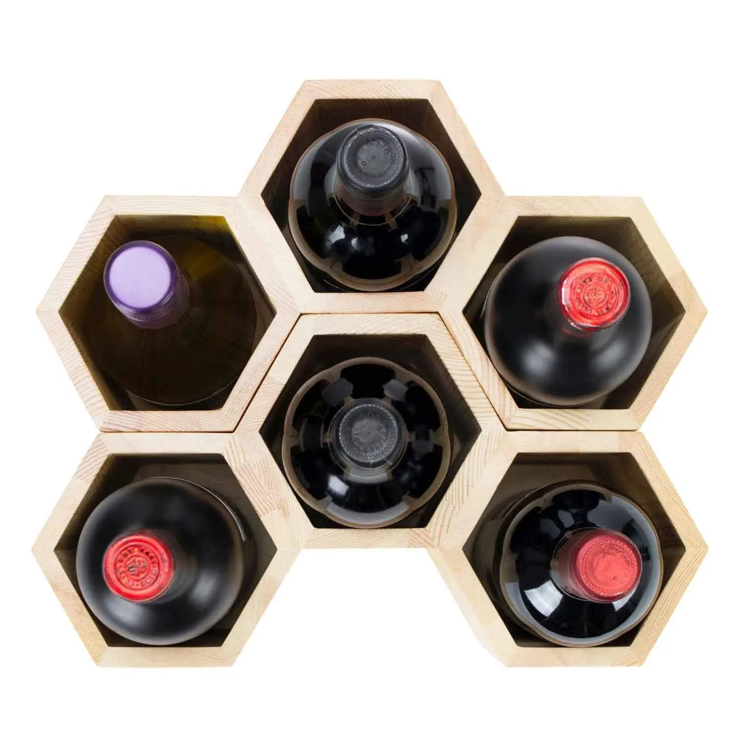 Customizable Honeycomb Wine Rack: Holds 6 Bottles