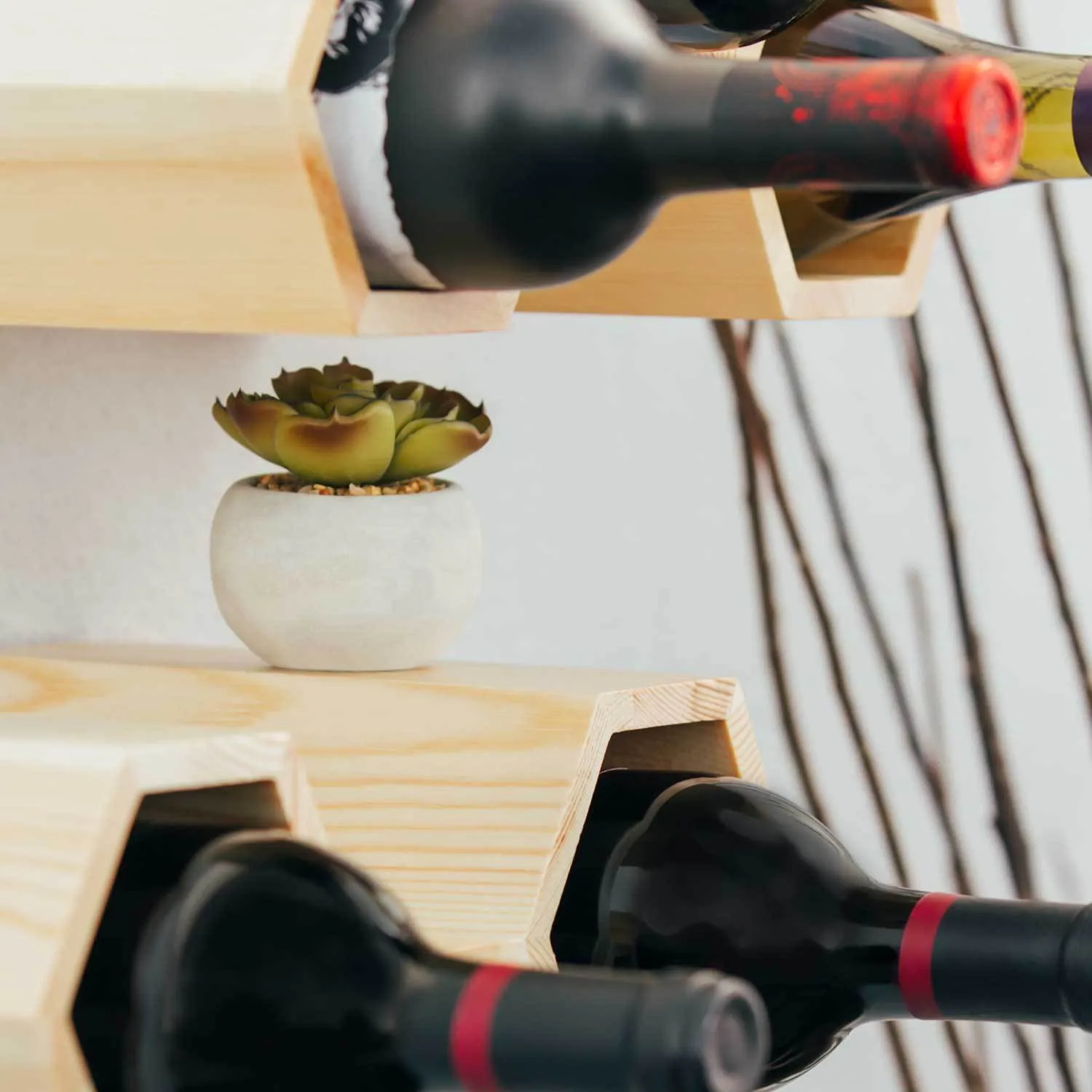 Customizable Honeycomb Wine Rack: Holds 6 Bottles