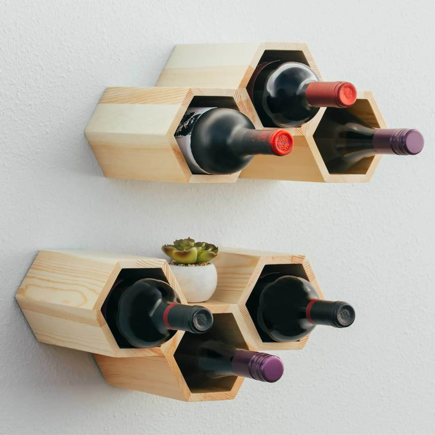 Customizable Honeycomb Wine Rack: Holds 6 Bottles