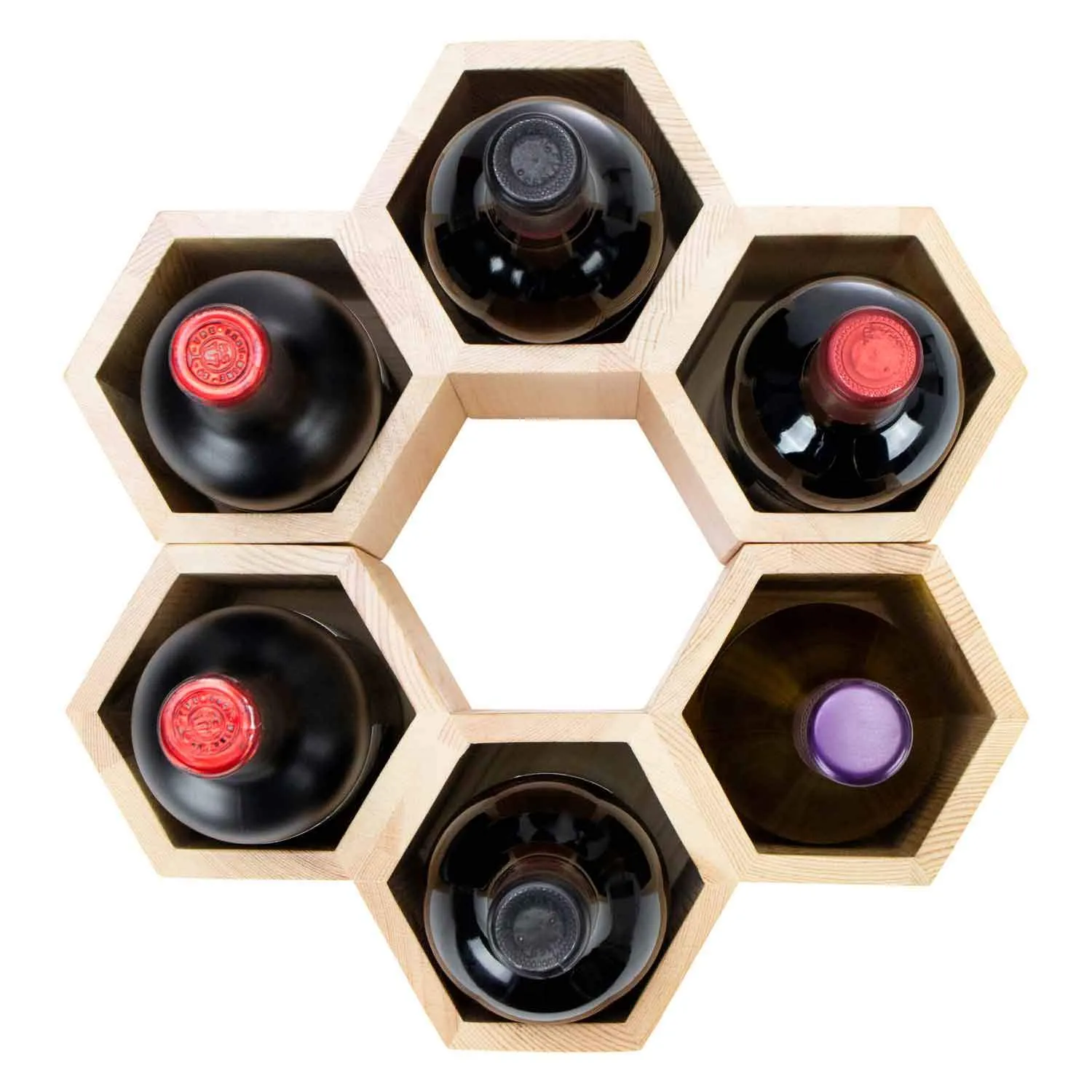 Customizable Honeycomb Wine Rack: Holds 6 Bottles
