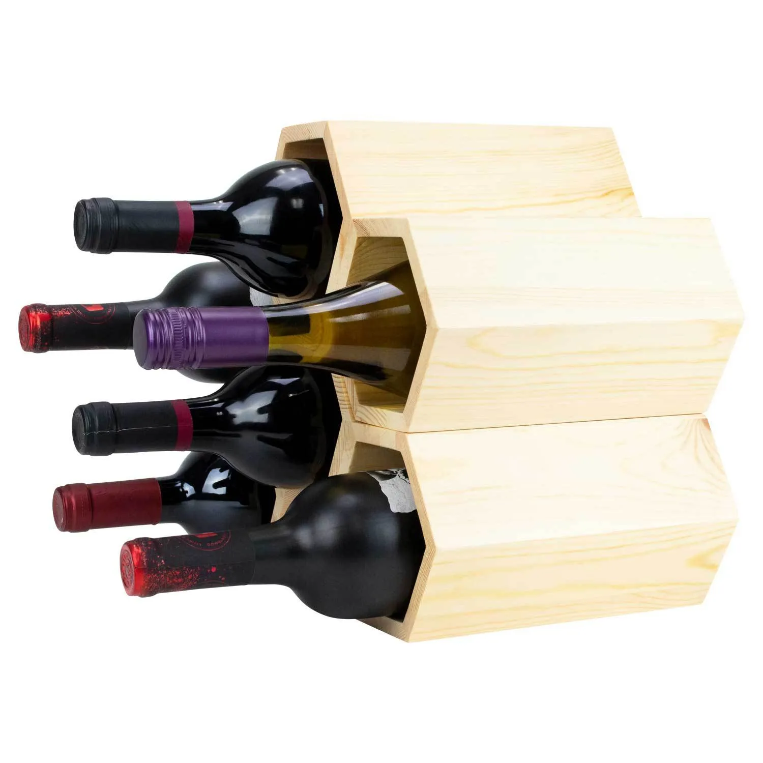 Customizable Honeycomb Wine Rack: Holds 6 Bottles