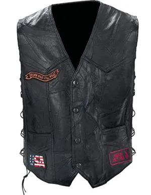 Diamond Plate Rock Leather Bike VEST-M Black