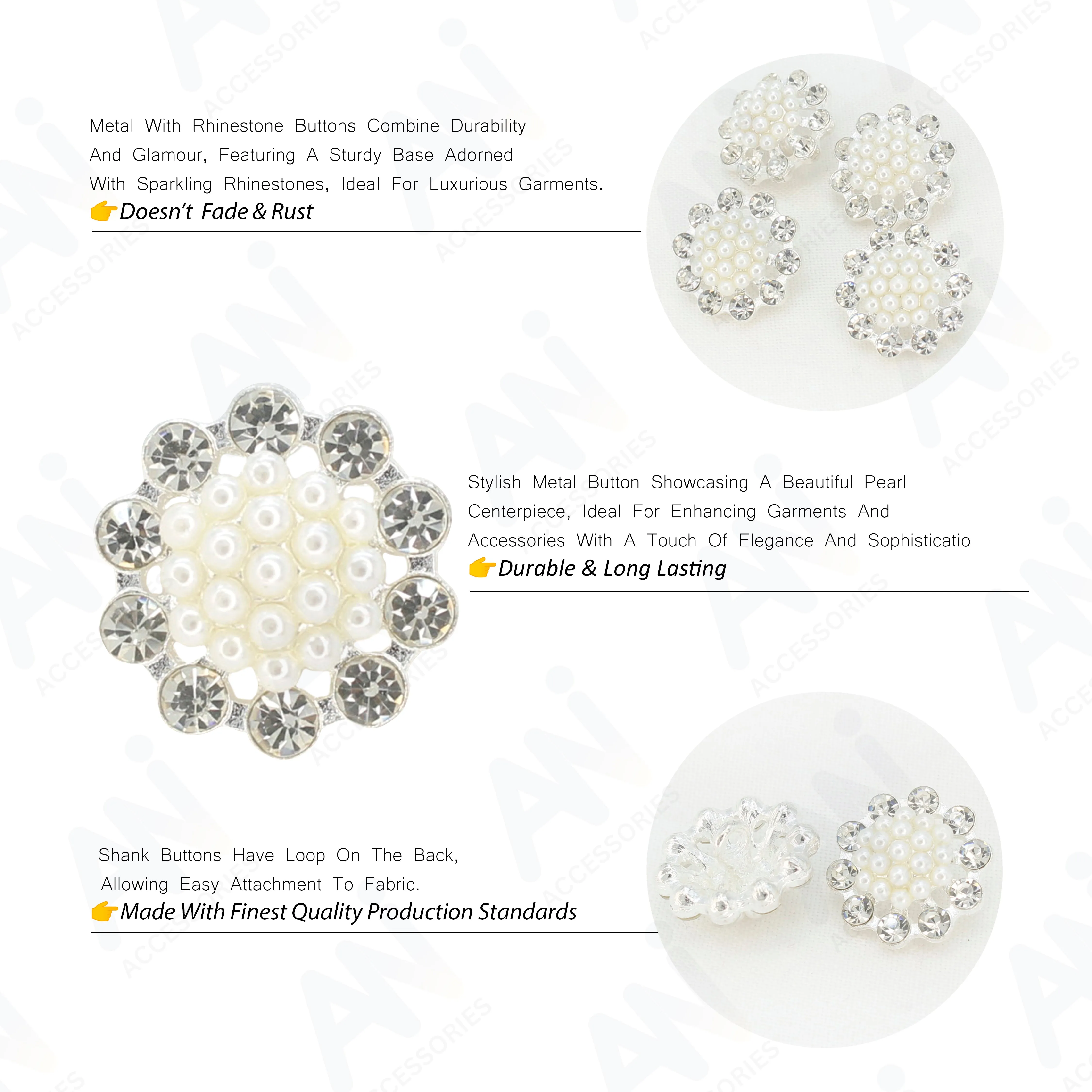 Dome Style Pearl Metal Buttons