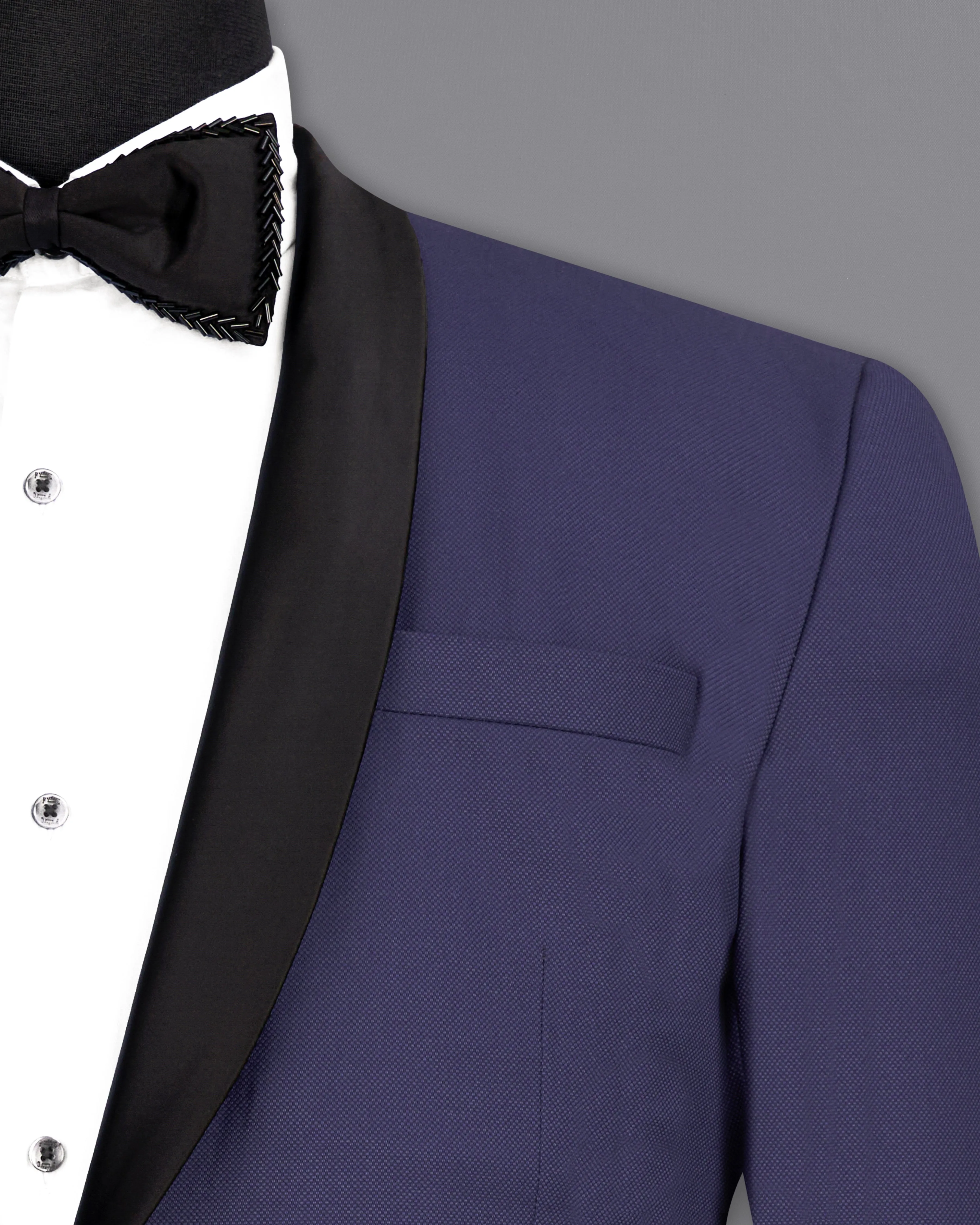 Ebony Clay Navy Blue Tuxedo Designer Blazer