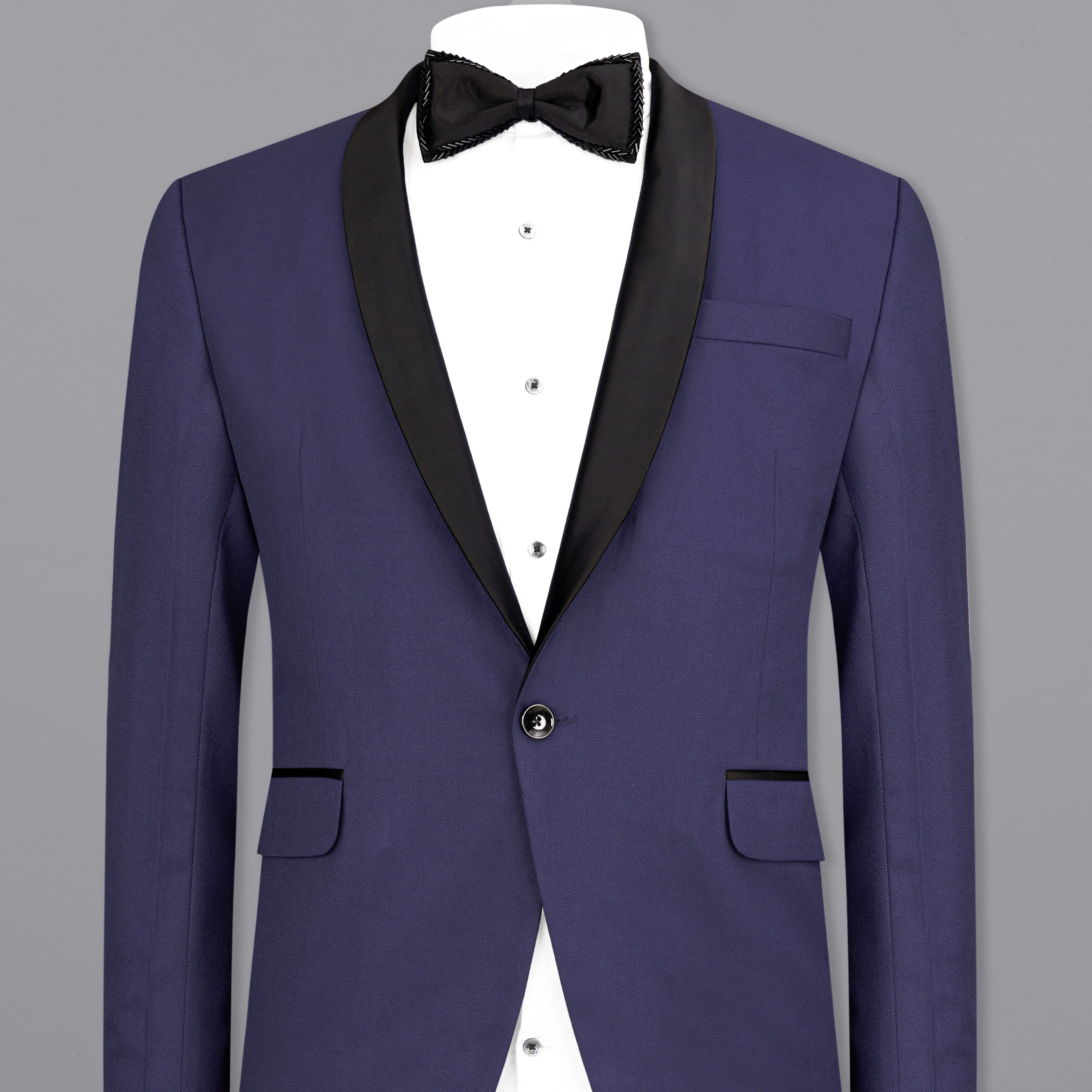 Ebony Clay Navy Blue Tuxedo Designer Blazer