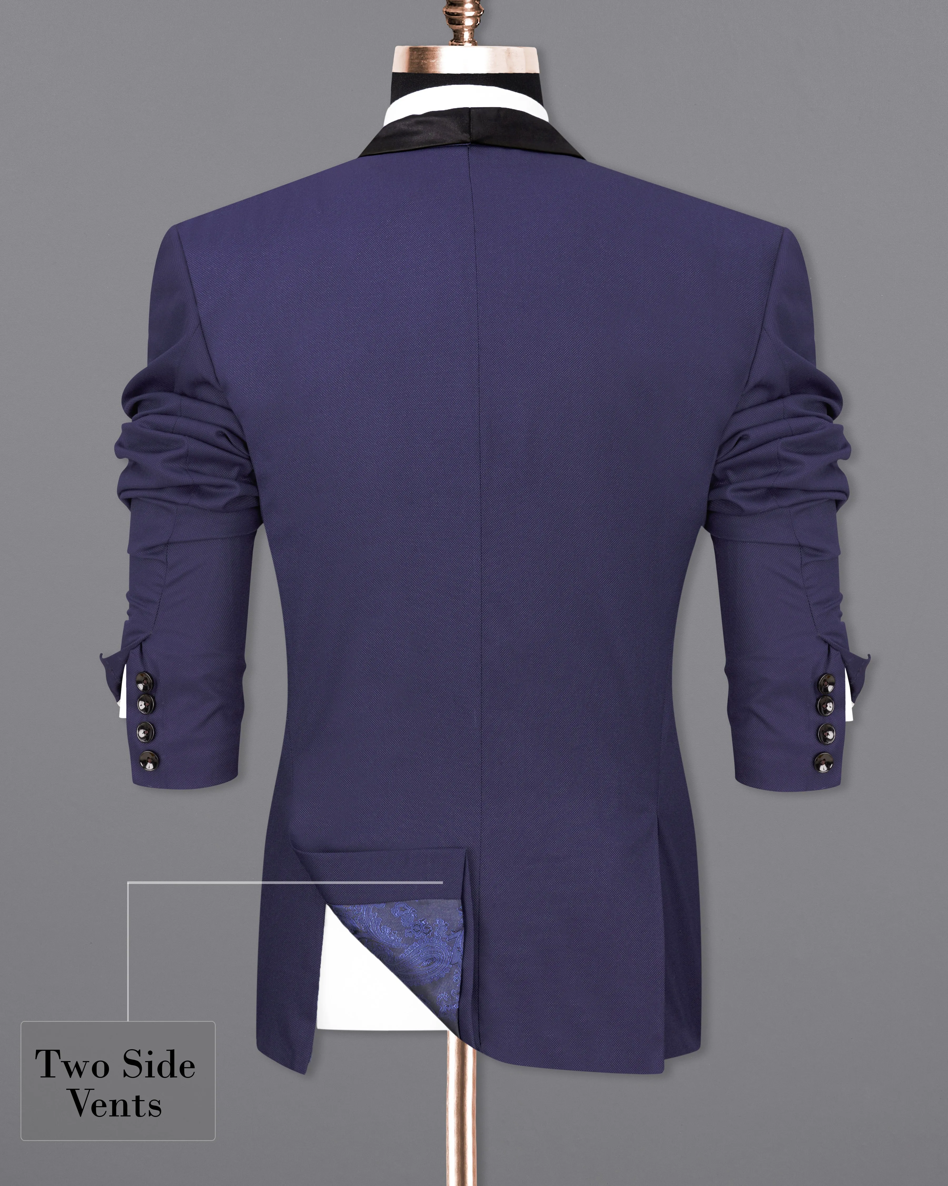Ebony Clay Navy Blue Tuxedo Designer Blazer