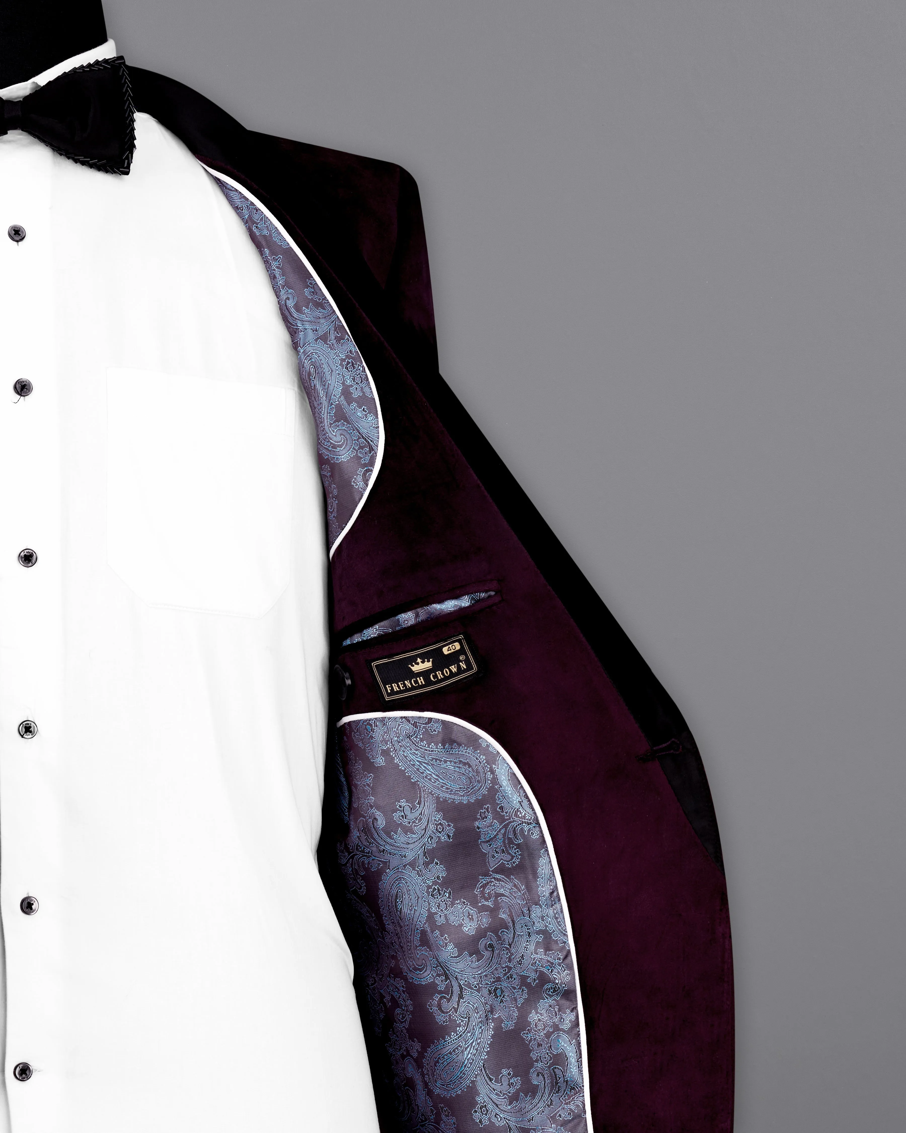 Eclipse Wine Velvet Tuxedo Blazer