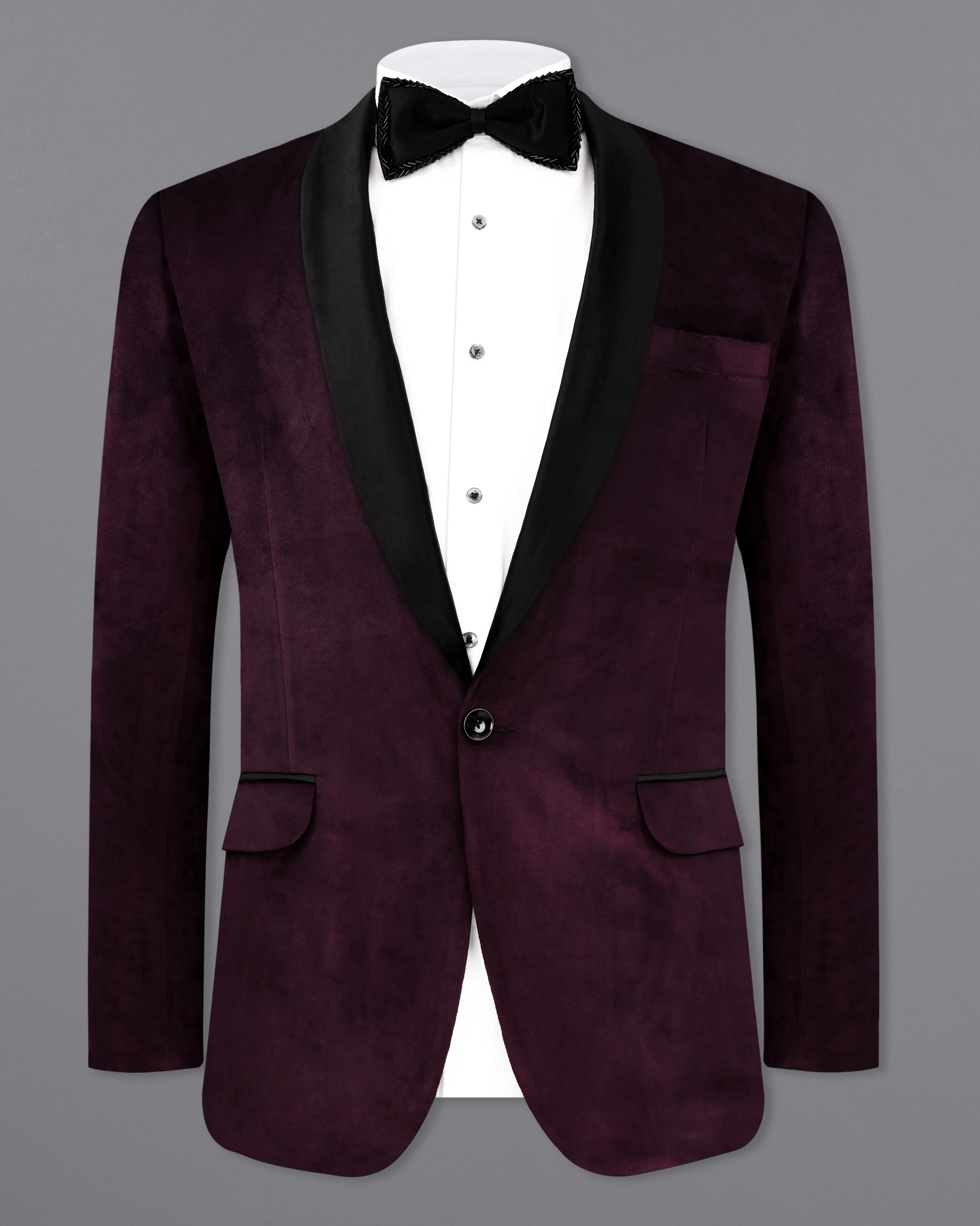 Eclipse Wine Velvet Tuxedo Blazer