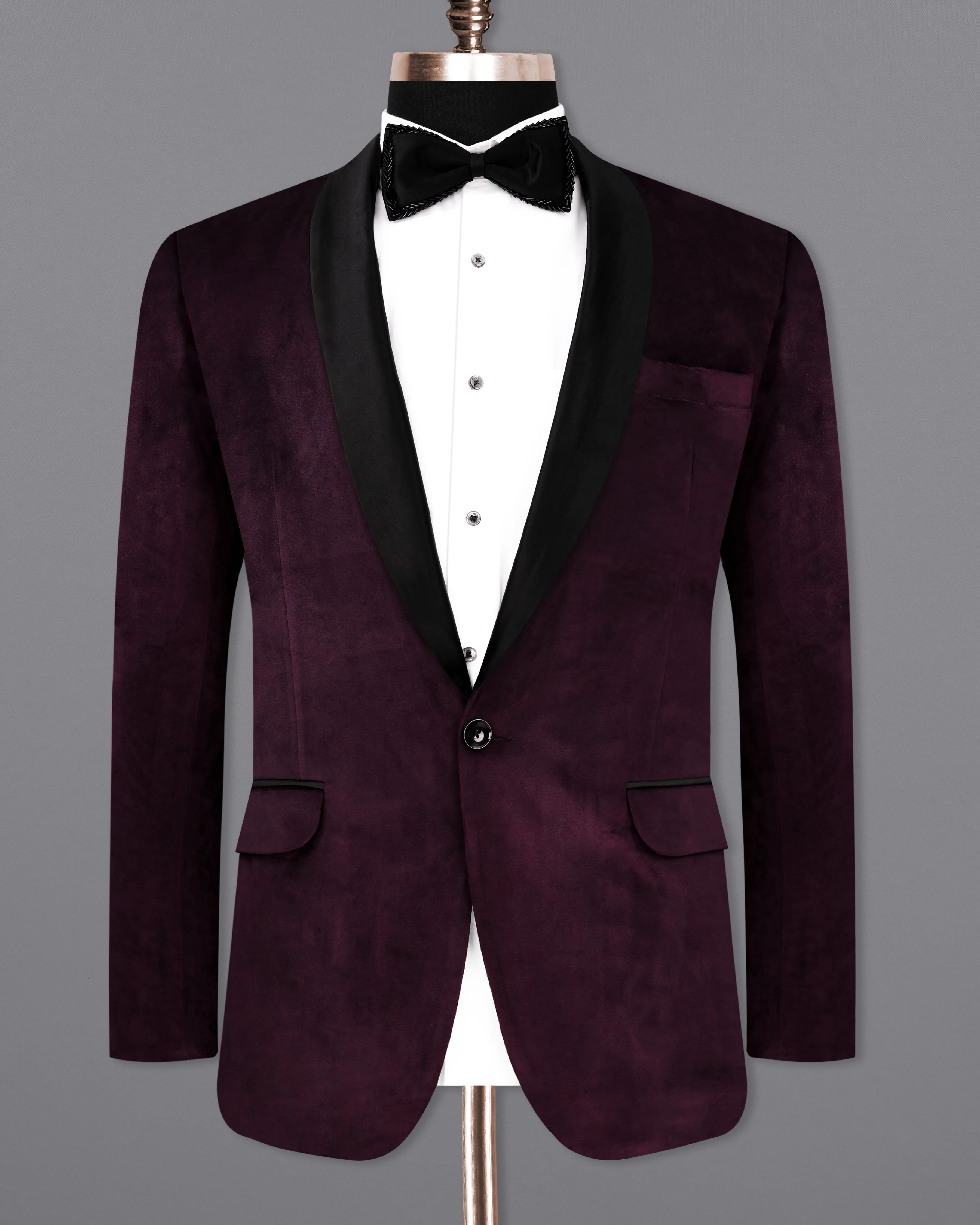 Eclipse Wine Velvet Tuxedo Blazer