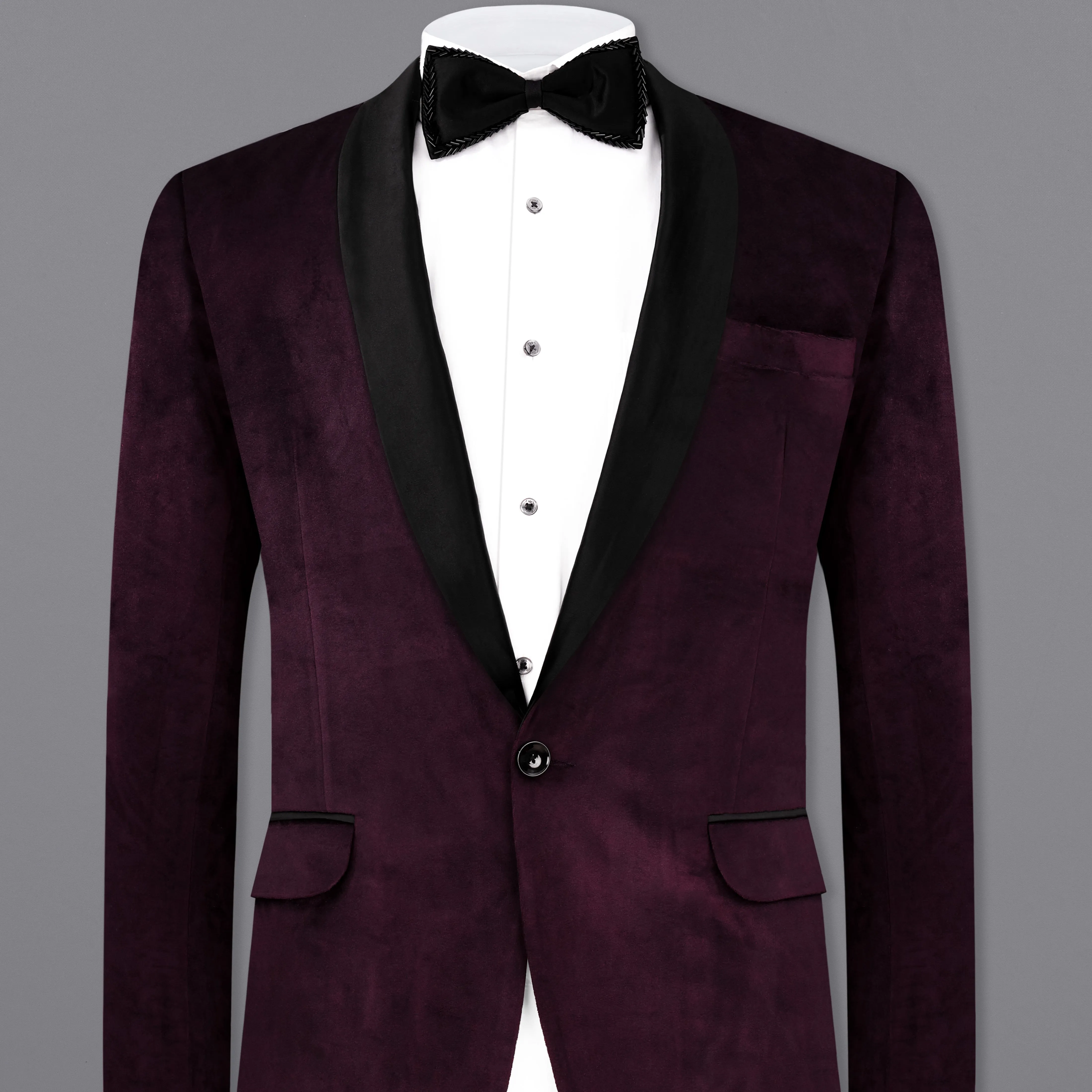 Eclipse Wine Velvet Tuxedo Blazer